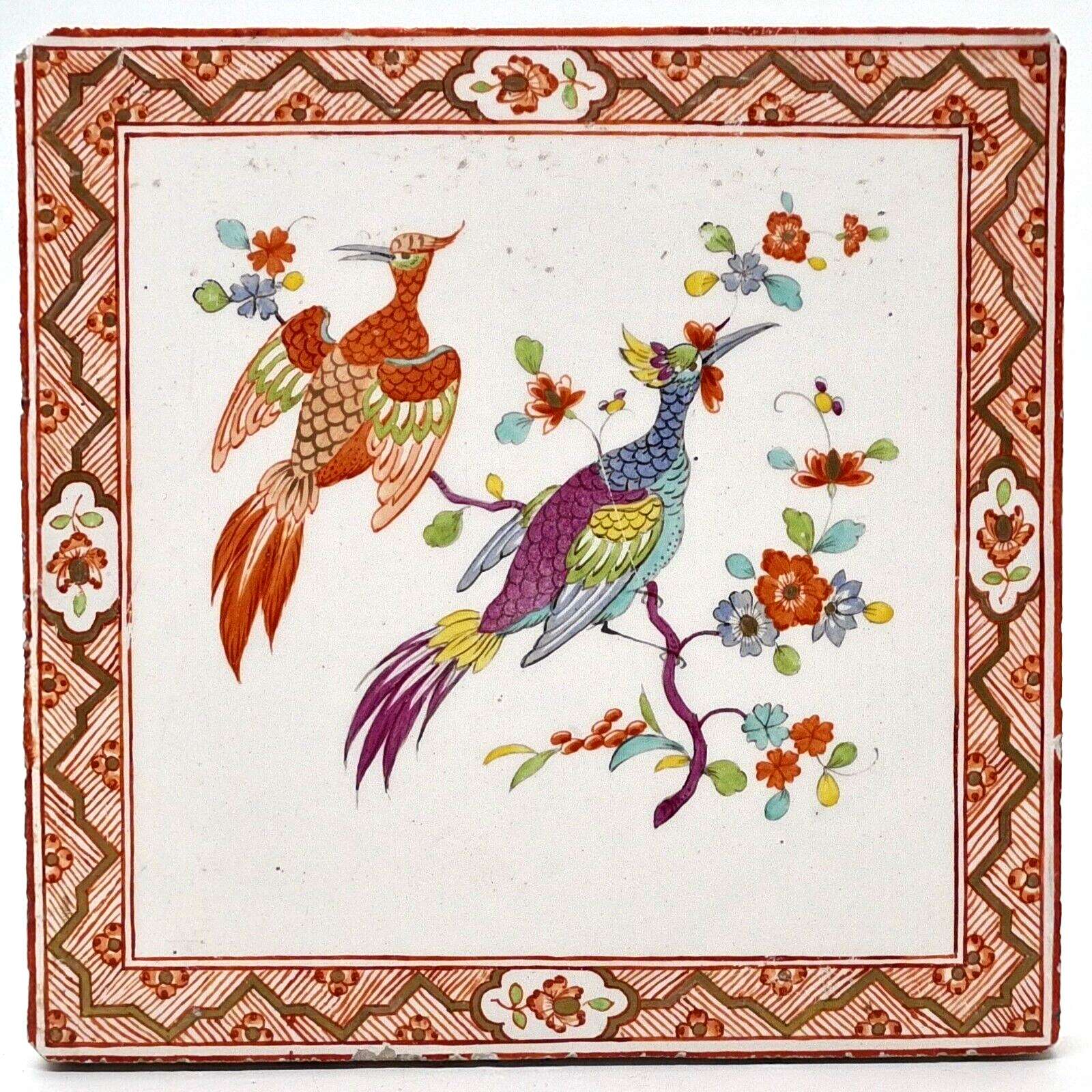 Superb Antique Hand-Painted Aesthetic Japonesque Style Tile AE4