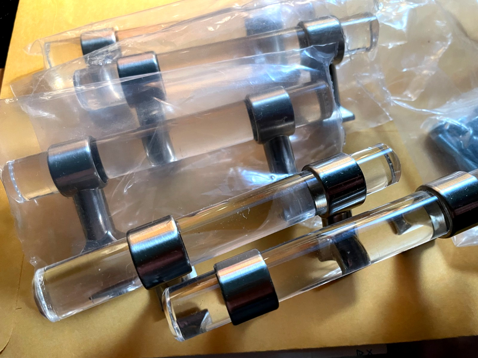 5 NEW Lucite/Acrylic & Crome Drawer Pulls cabinet handles 4 Inches
