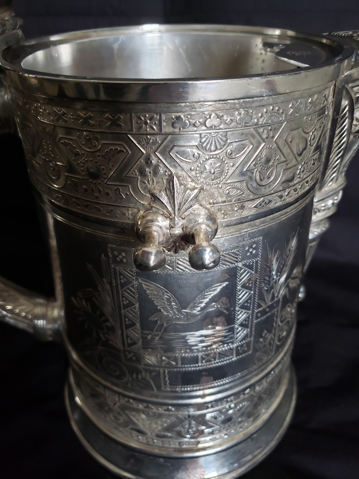 Simpson Hall Miller Quadruple Silverplate Tilting Pitcher + Stand
