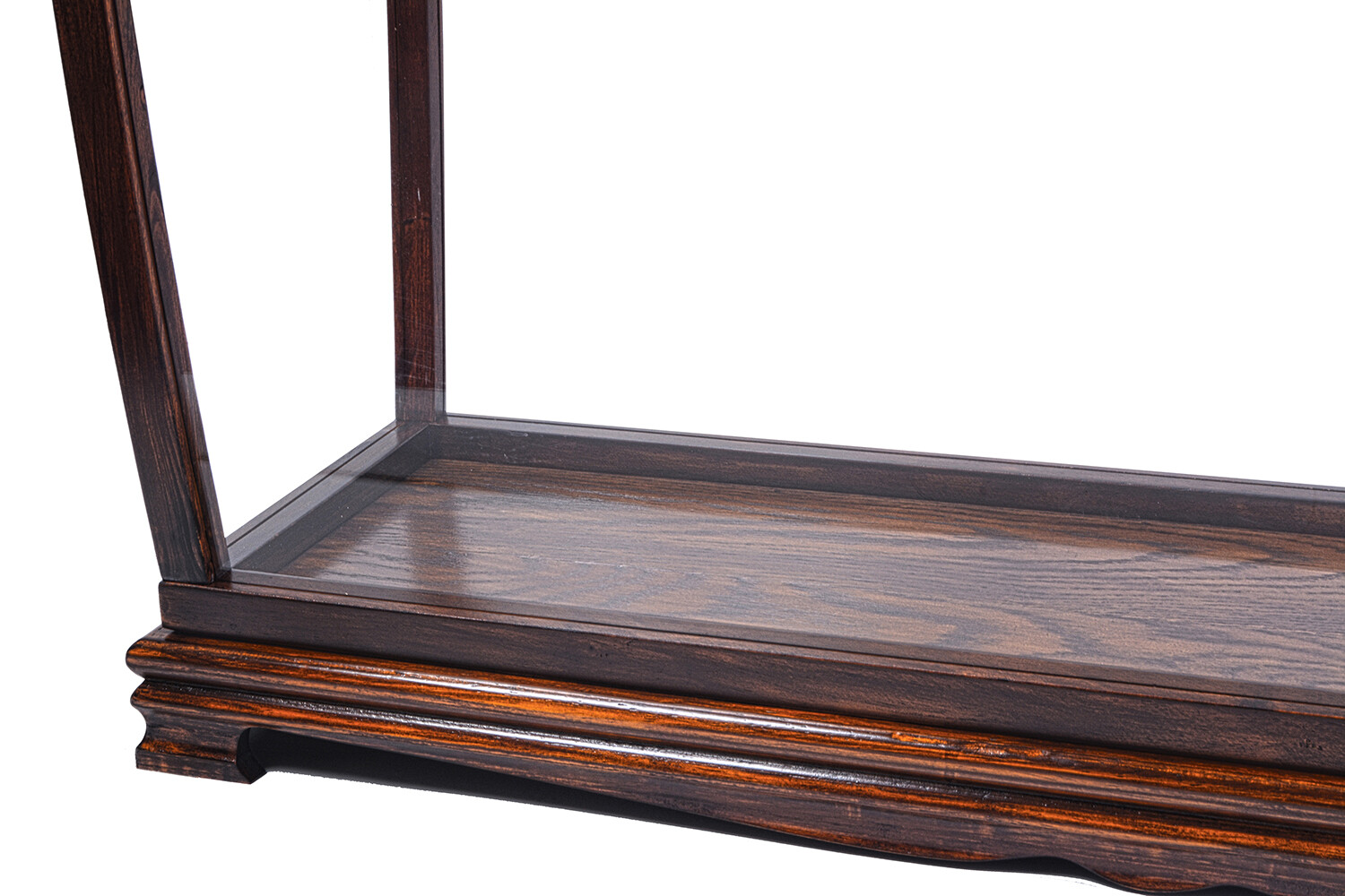 Brown Large Tall Ship Model Display Case 40″ Table Top Wood & Plexiglass Cabinet