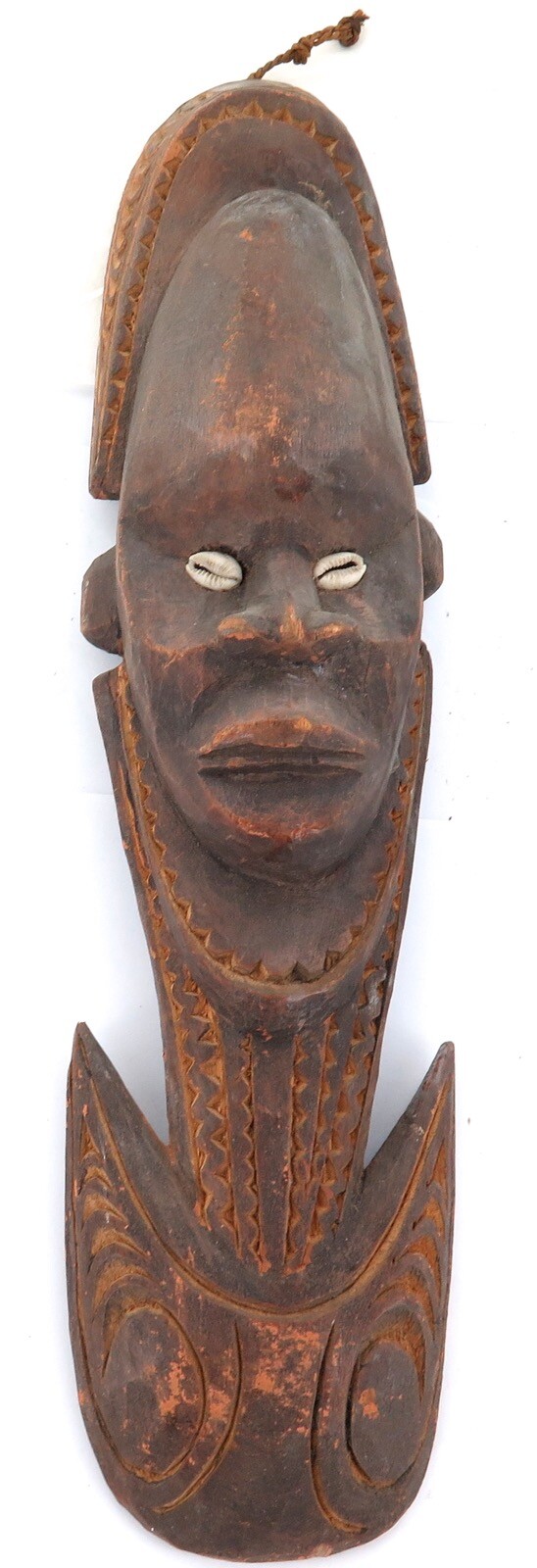 .VINTAGE ETHNOGRAPHIC CARVED WOODEN HOOK MASK. UNKNOWN ORIGIN / PNG ??