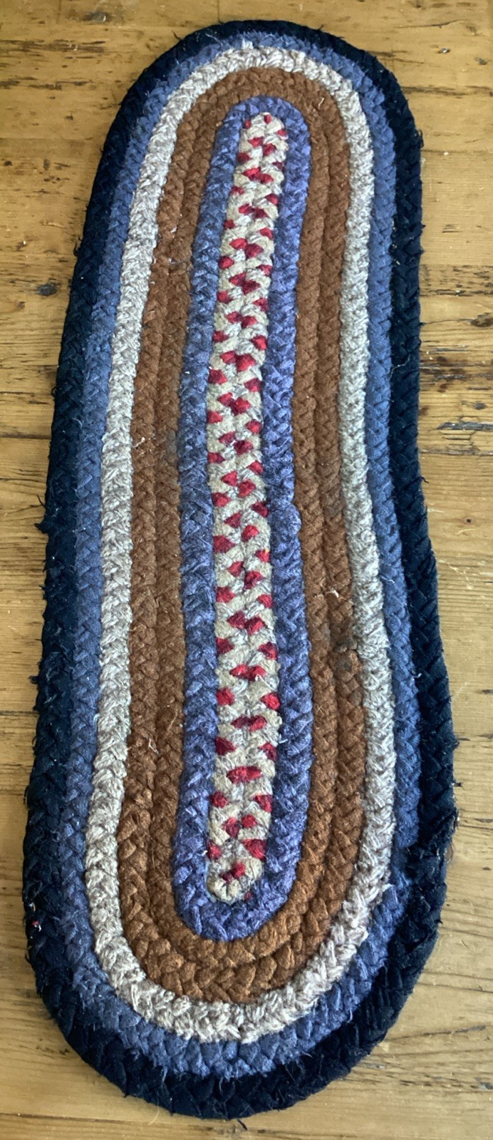 table runner or small Braided rug vintage primitive country antique