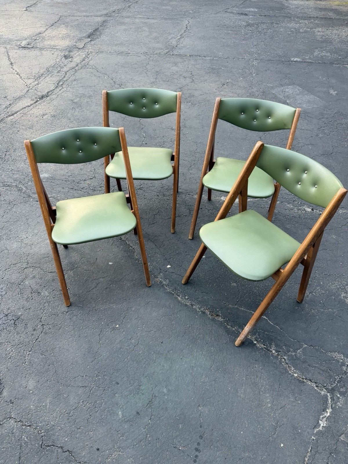 Folding Stakmore Mid Century Dining Room Chair 1960s Green