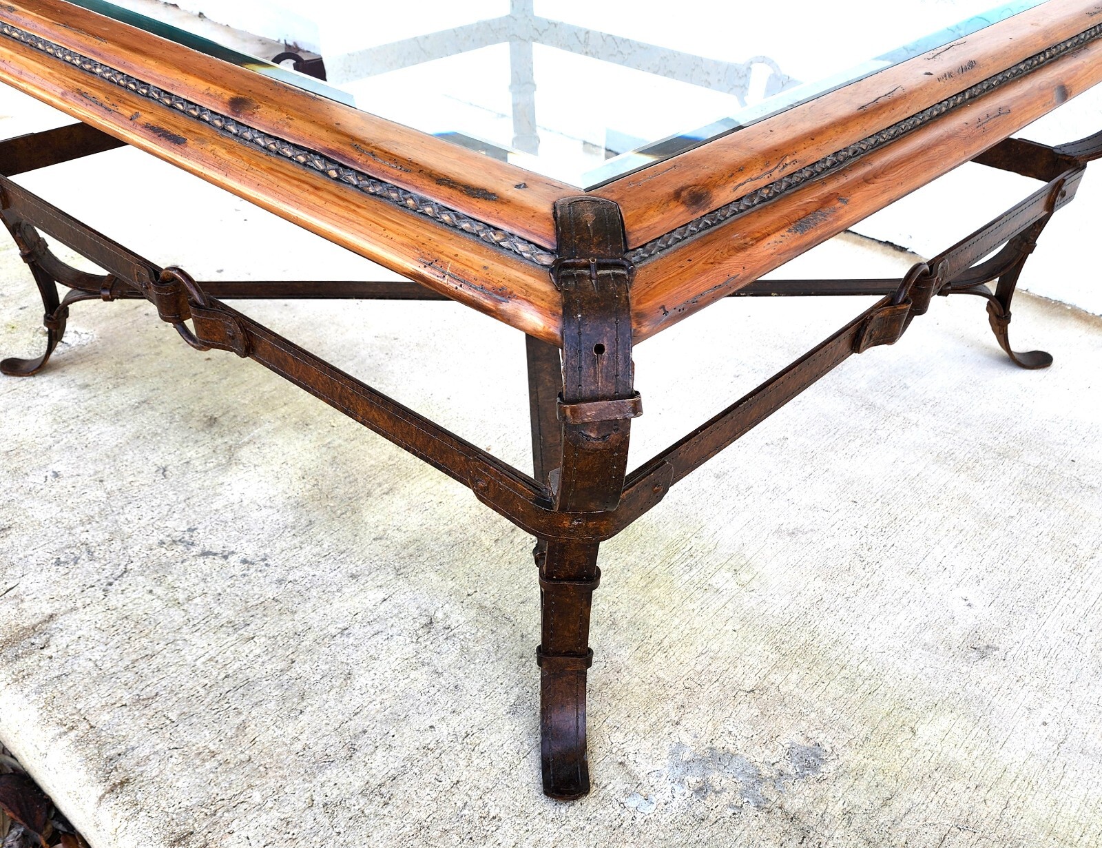 Adnet Hermes Style Coffee Table Equestrian Ranch Rustic