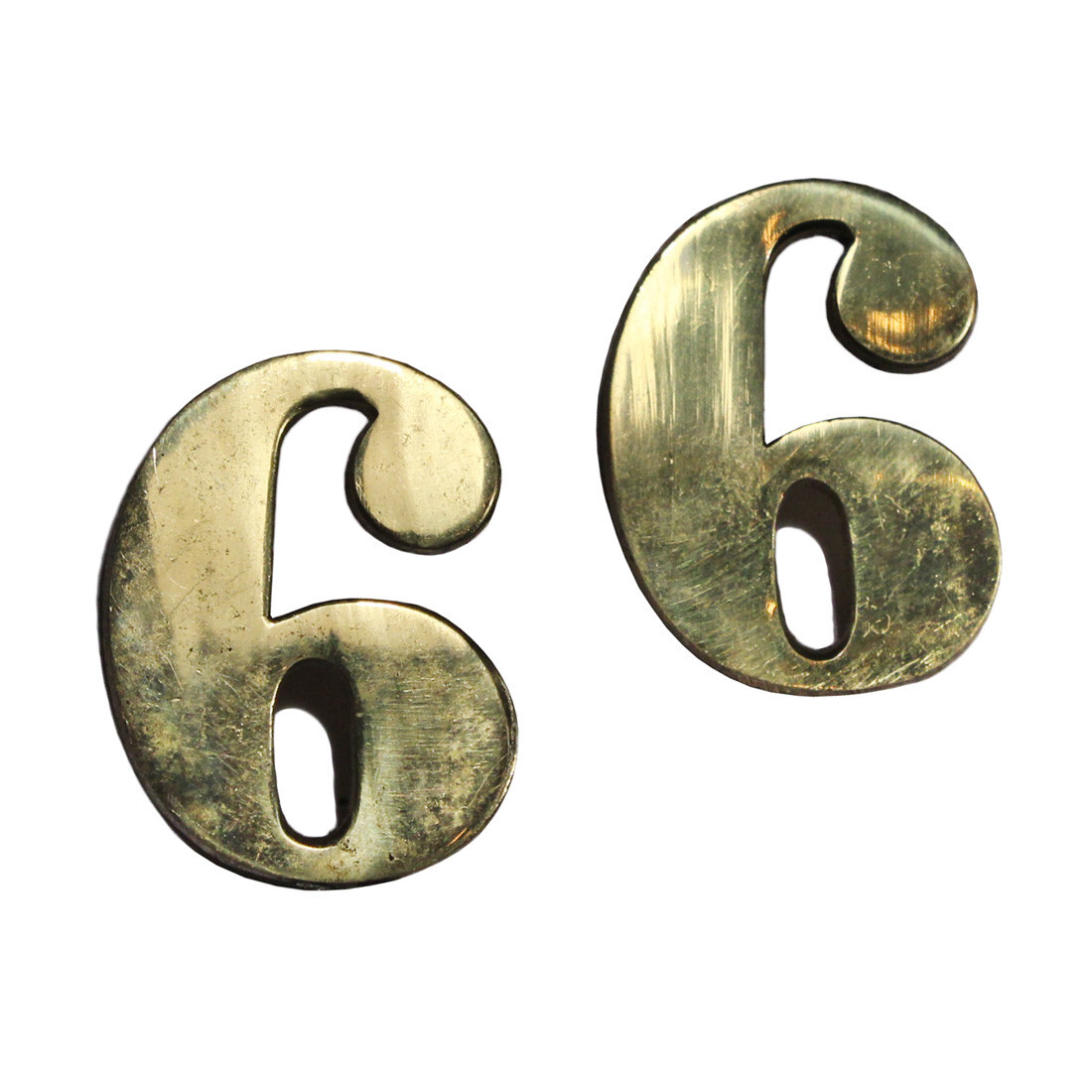 Antique New Old Stock Brass House Numbers, No.”6″, Seven Available, NMI320