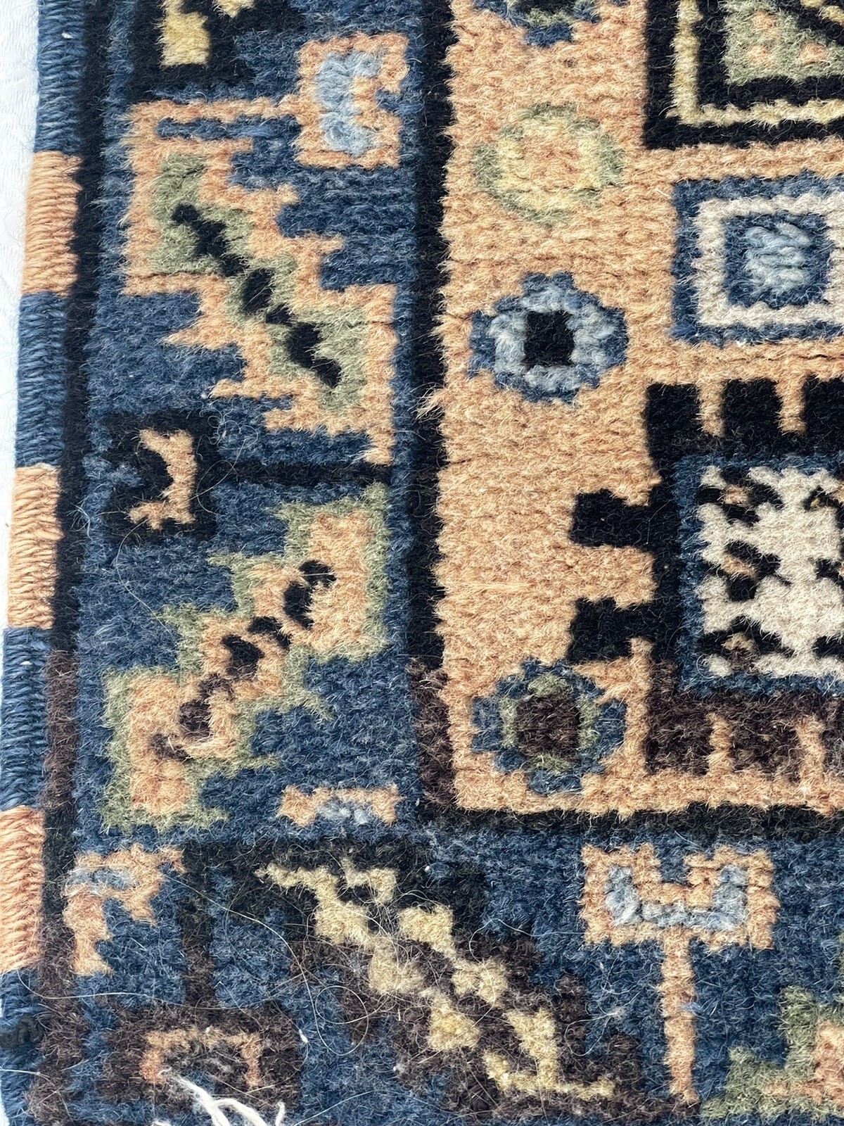 Vintage Middle Eastern Wool Geometric Motif Miniature Prayer Rug Mat 23”x16”