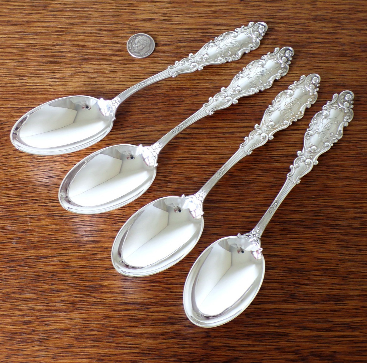 Antique GORHAM Sterling Silver LUXEMBOURG All FOUR Oval SOUP SPOONS 7″ 185 Gram