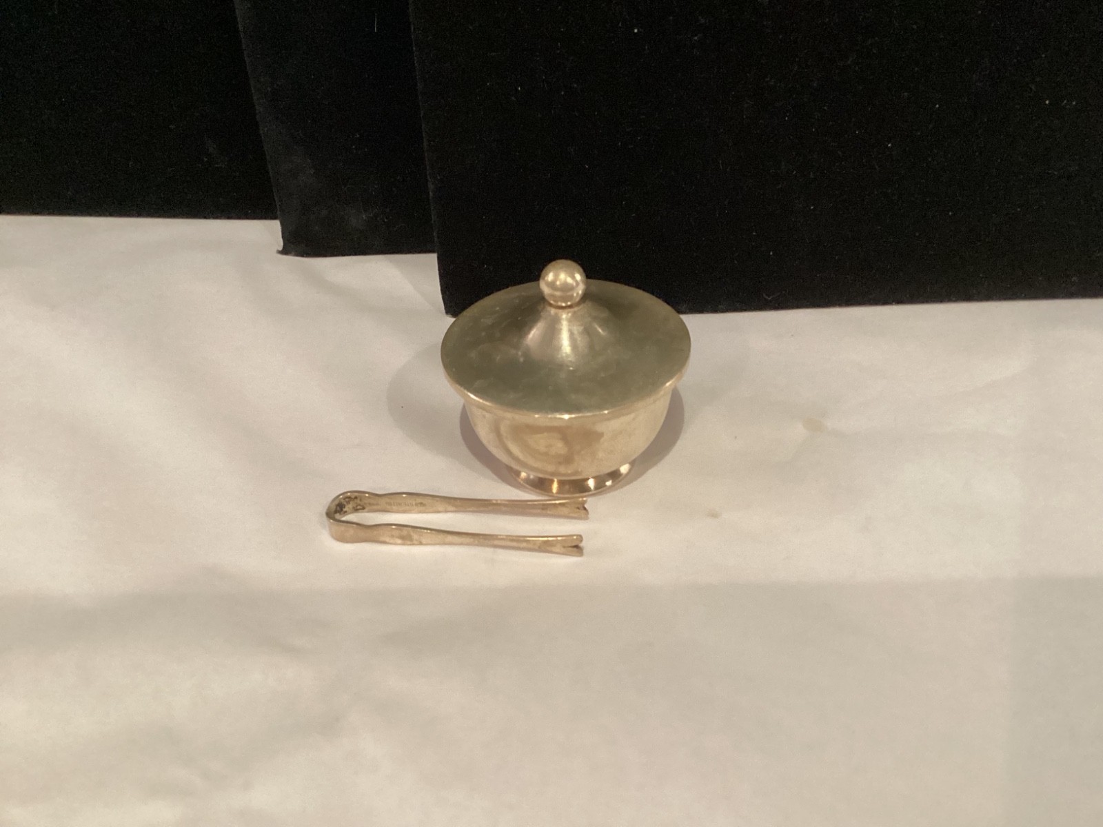 AUTHENTIC SIGNED WEB STERLING SILVER SUGAR BOWL & TONGS MUST SEE NO RESERVE