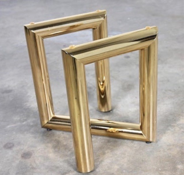 1970s MCM Brass Tone “Z” End Or Side Table Base Karl Springer Style-Mod Art Deco