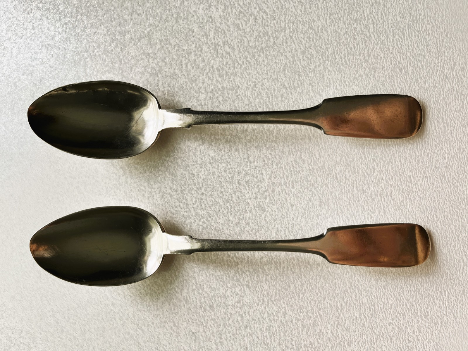 Russian Empire.Two large antique Russian silver spoons,84 silver. 1876-122 grams