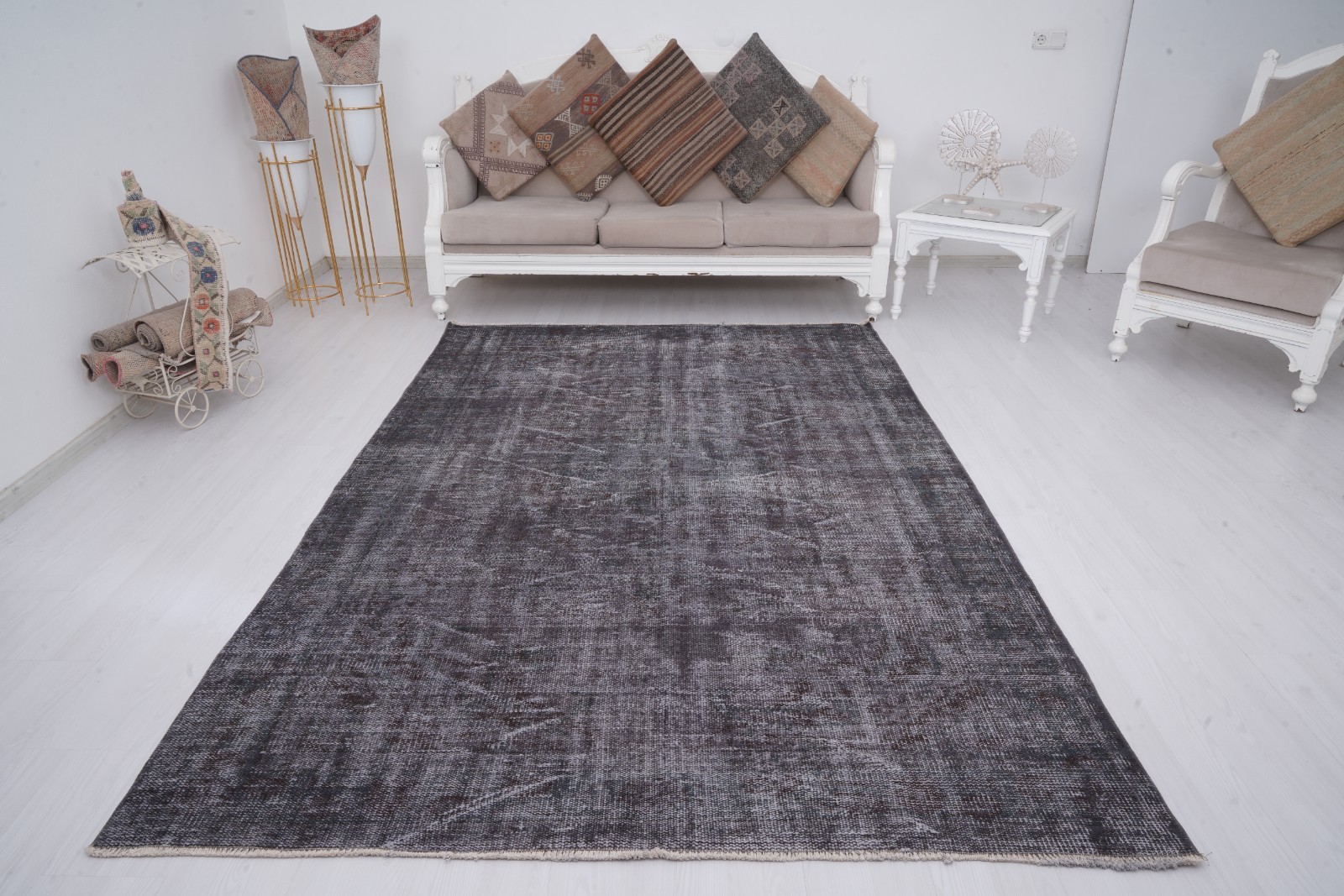 6×8 Turkish Vintage Rug Oushak Area Rug Antique Pink Rug, Handmade Carpet, 989