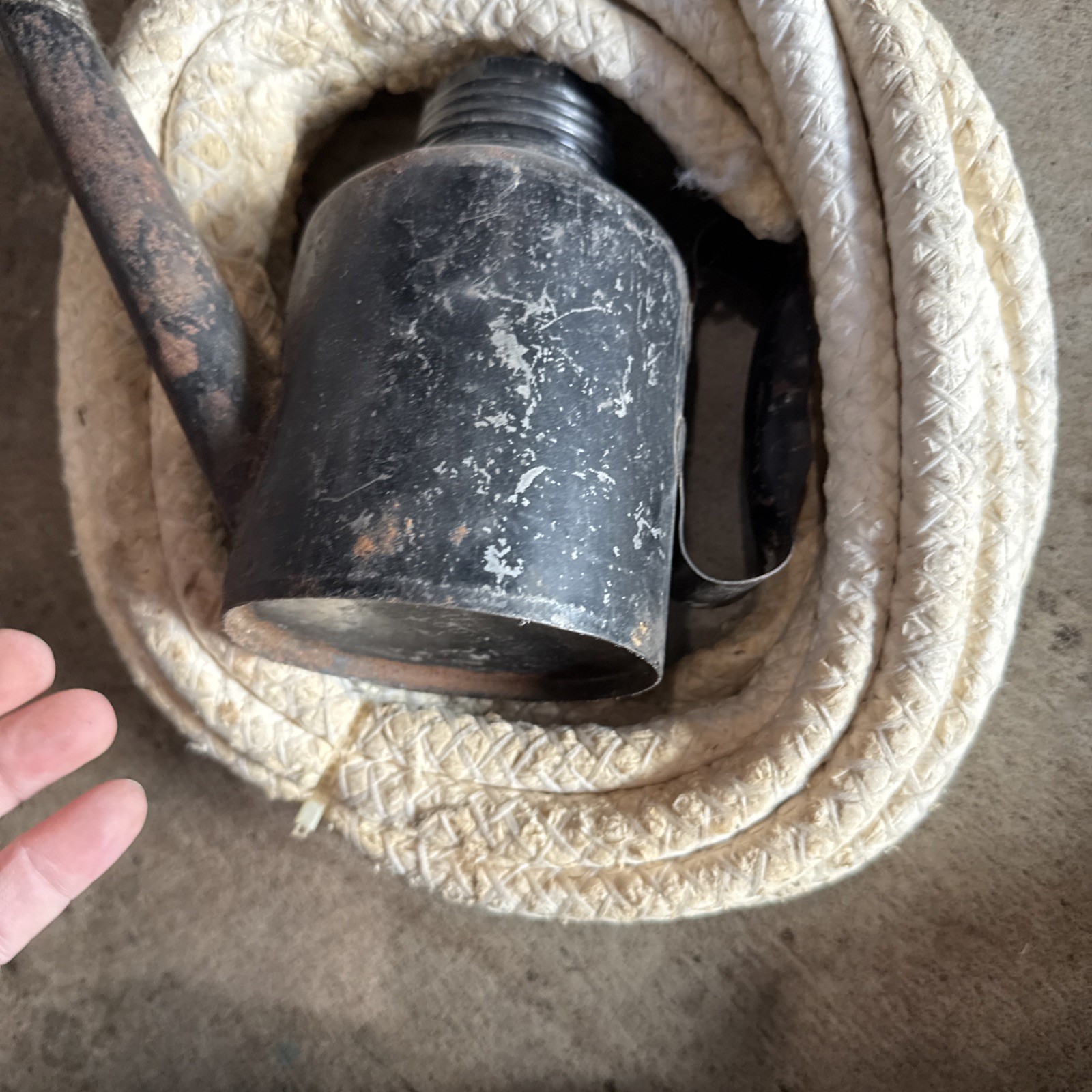 Vintage Antique St Louis Miner’s Oil Wick Teapot Style Lamp Lantern & Rope Wick