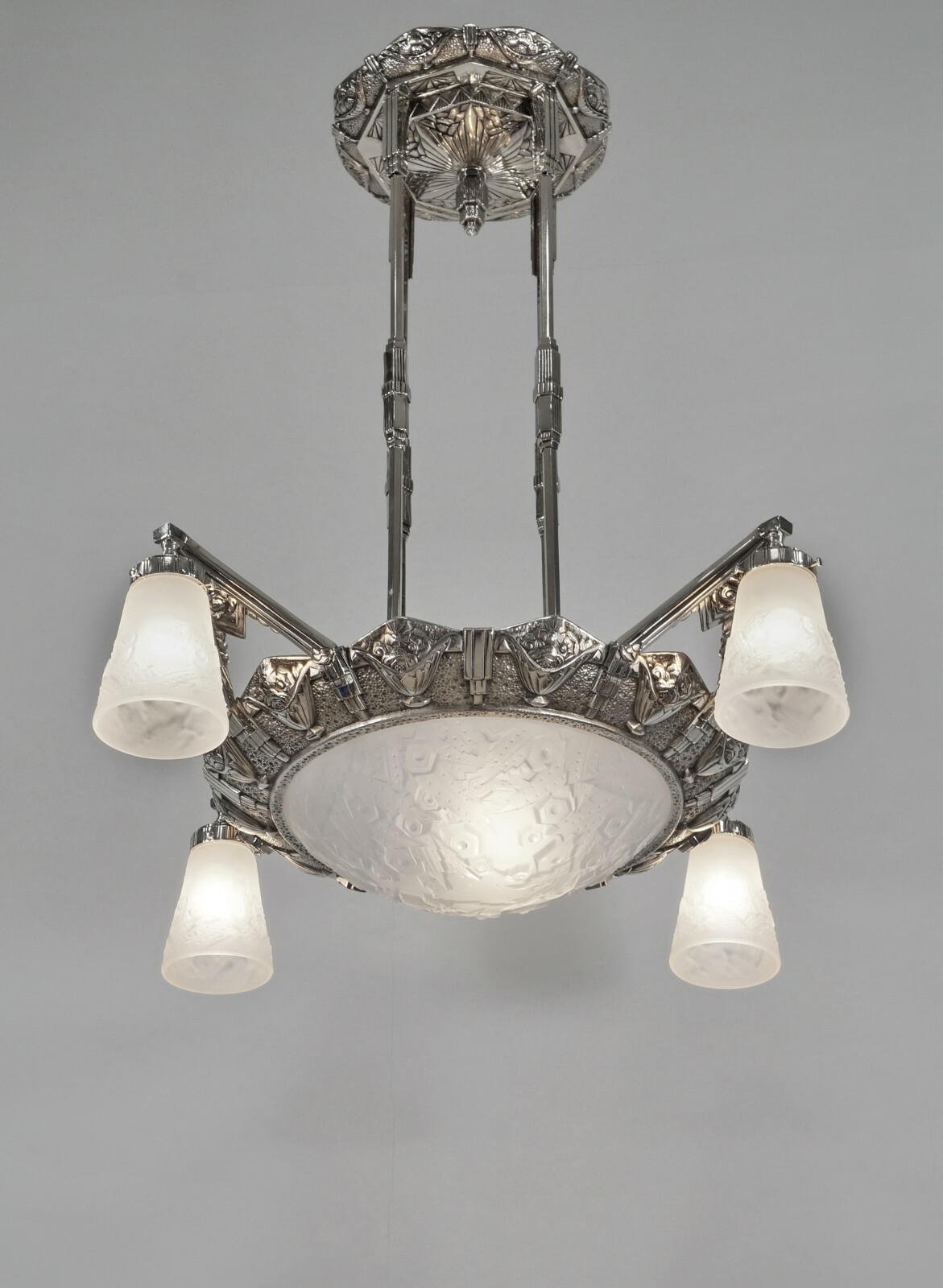 H.PETITOT & MULLER FRERES : French 1930 art deco chandelier
