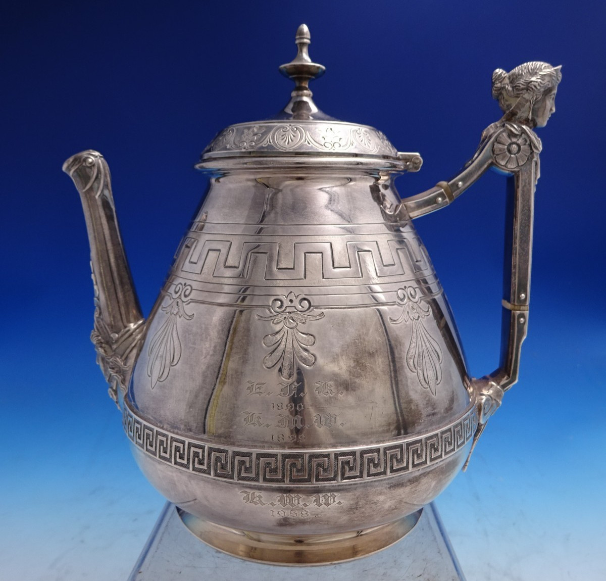 Figural Bust by George Sharp Sterling Silver Tea Pot Etruscan Design (#8712)