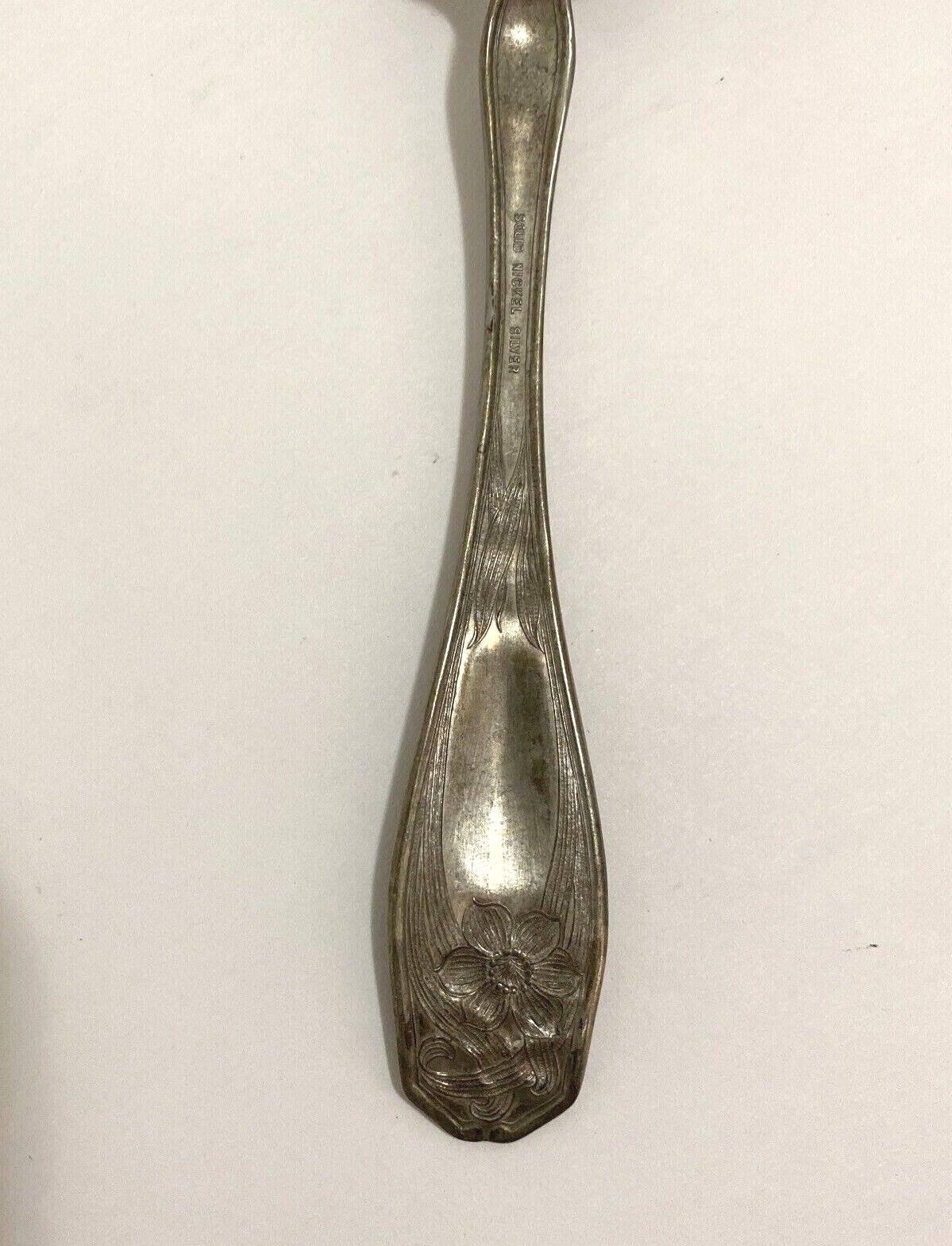 Vintage Ornate Solid Nickel Silver Serving Fork