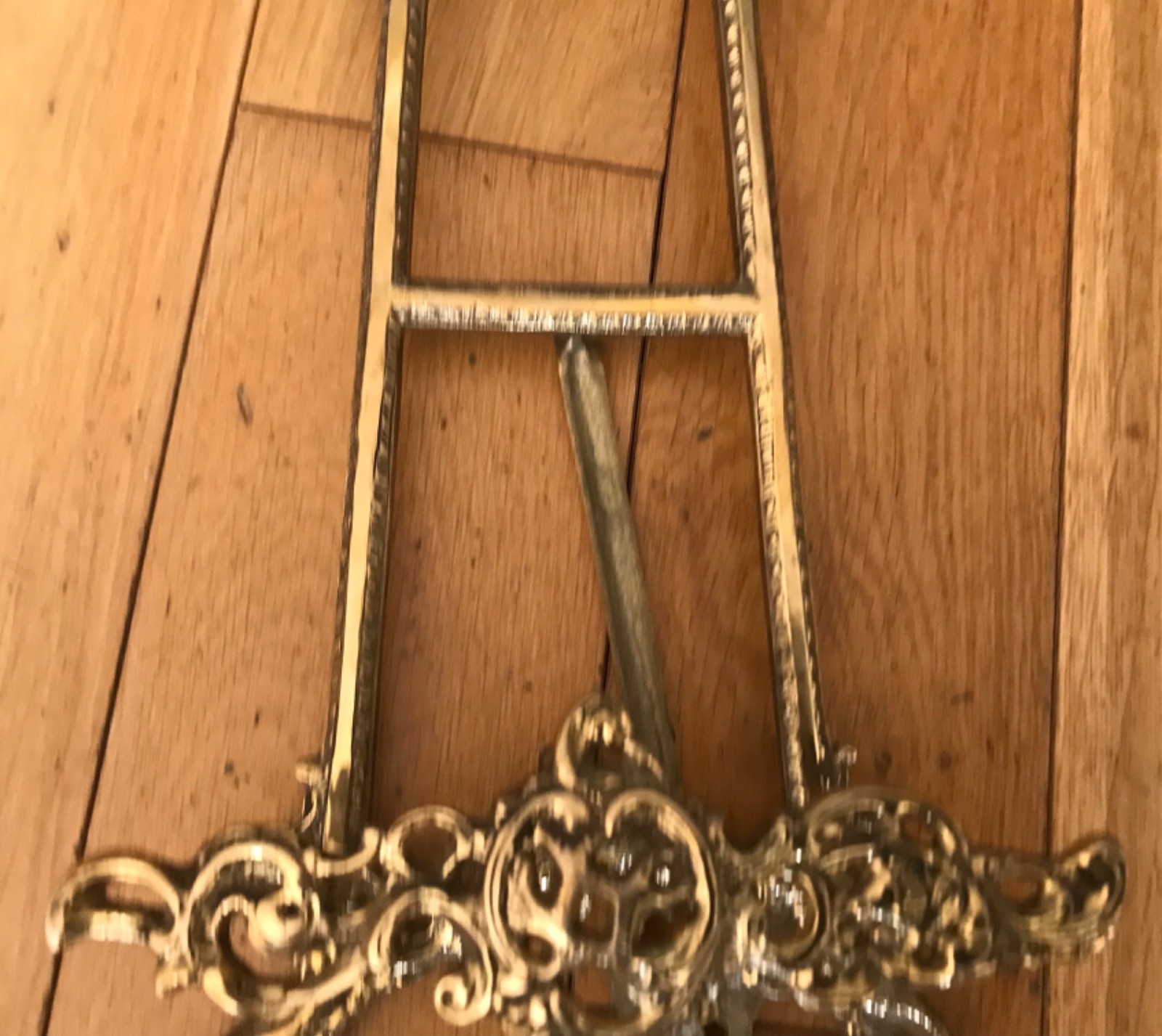 Antique Rococo Style Solid Brass Easel 40cm x 19cm x 6.5cm (Above Cages)