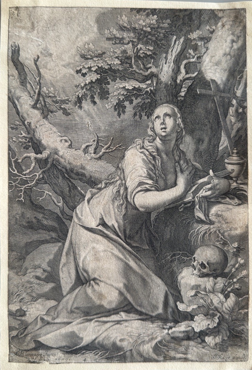 Unframed Engraving, Penitent Mary Magdalene, Willem van Swanenburg 1609