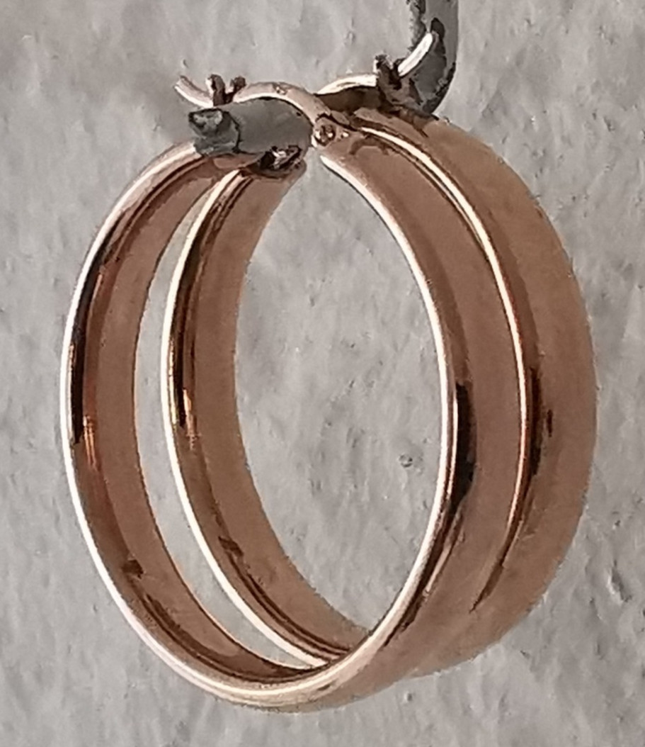 Fine Quality Pair Of Sterling Silver Gilt Hoop Earrings.