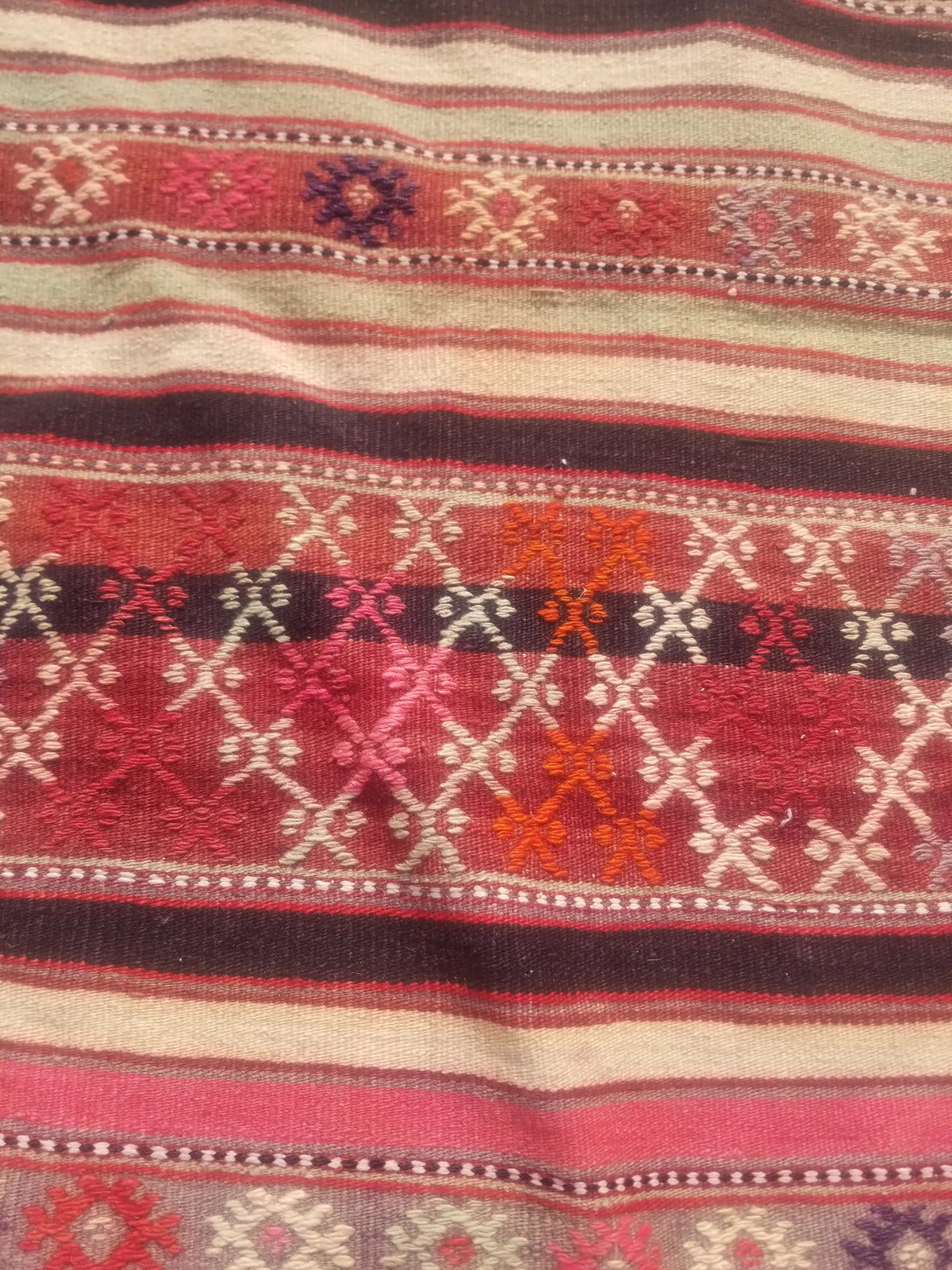 Vintage Traditional Handmade Turkish Wool Multicolor Kilim 6.7×4.7 ft