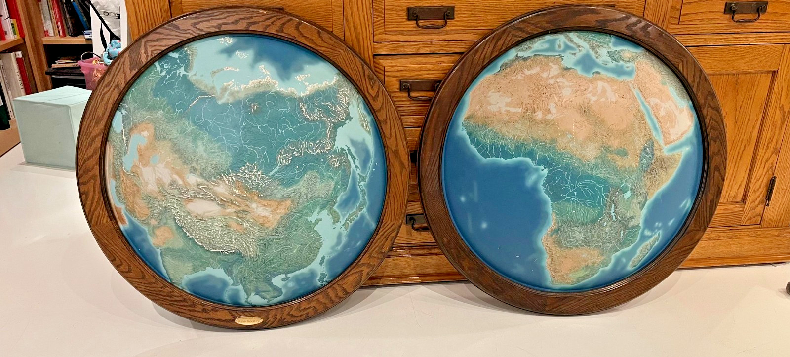 MUSEUM QUALITY: Matched Pair Rand McNally “Handcrafted” Convex Relief Maps APAC