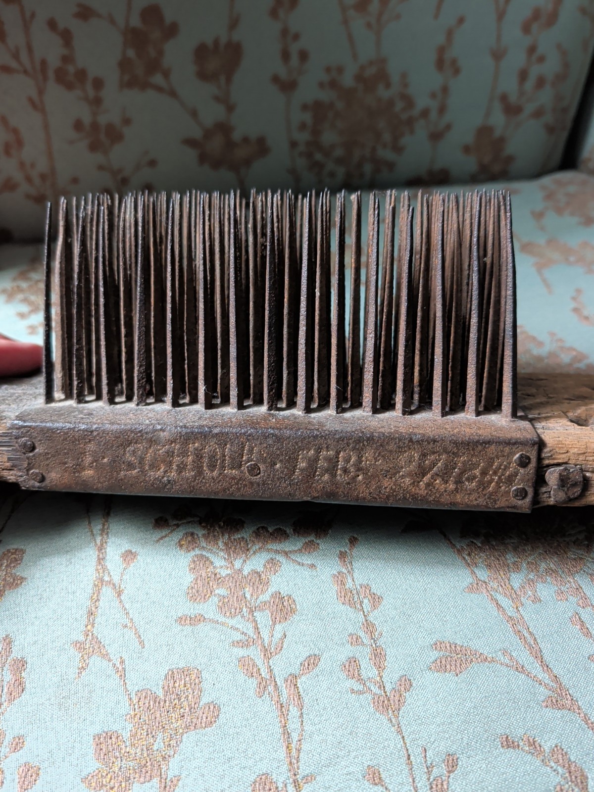 Flax Hetchel Hand Made Antique Primitive Farm Tool Hatchel Comb 1845
