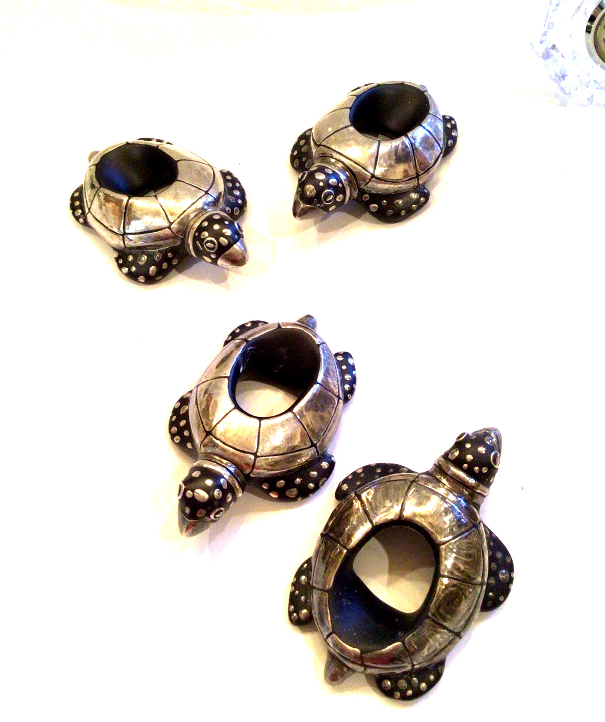 EMILIA CASTILLO STERLING NAPKIN RINGS SET OF 4 TURTLES NEIMAN MARCUS NEW