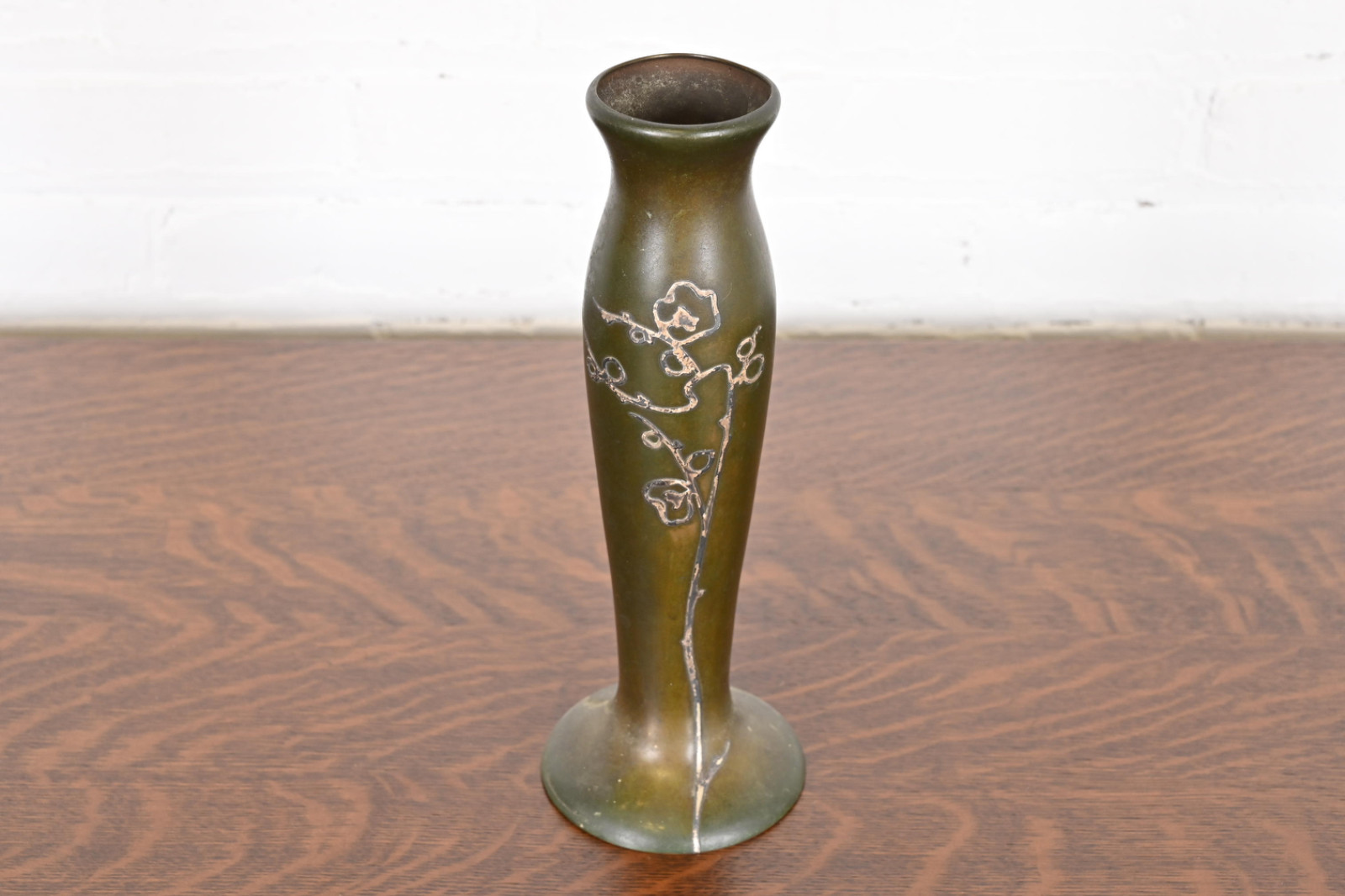 Heintz Arts & Crafts Sterling Silver on Bronze Tall Vase
