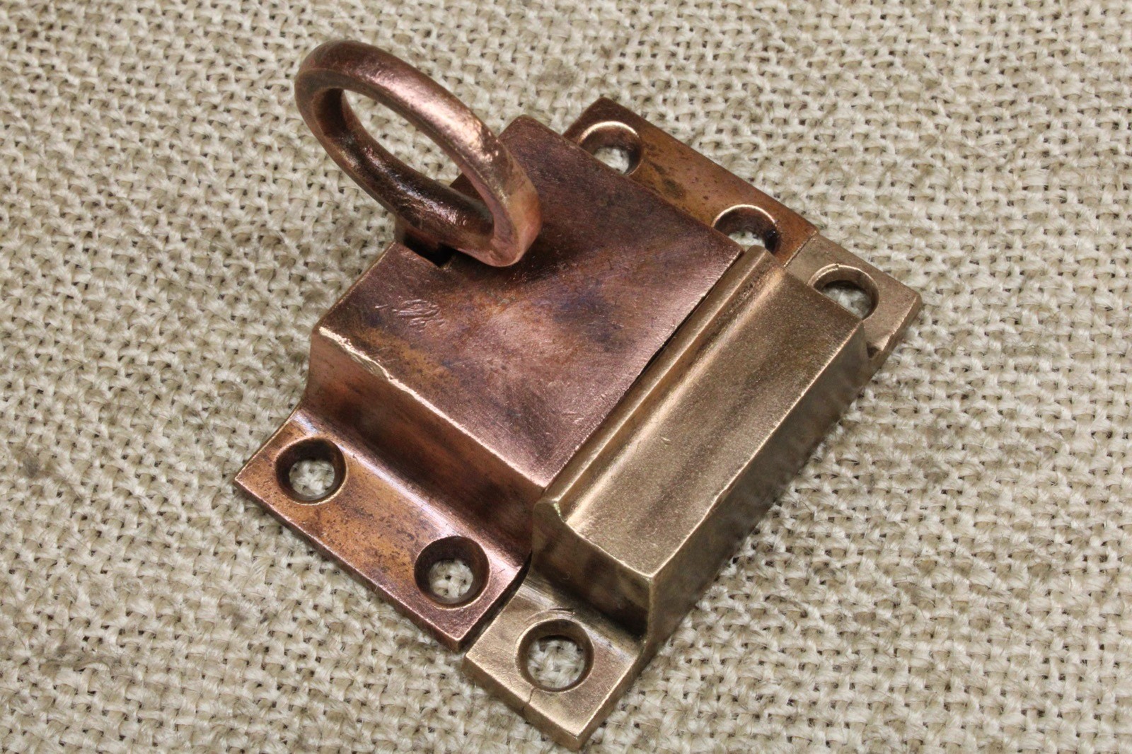 Old Cabinet Cupboard Latch Catch Brass Ring Pull 1 1/2” Vintage Tarnished Patina