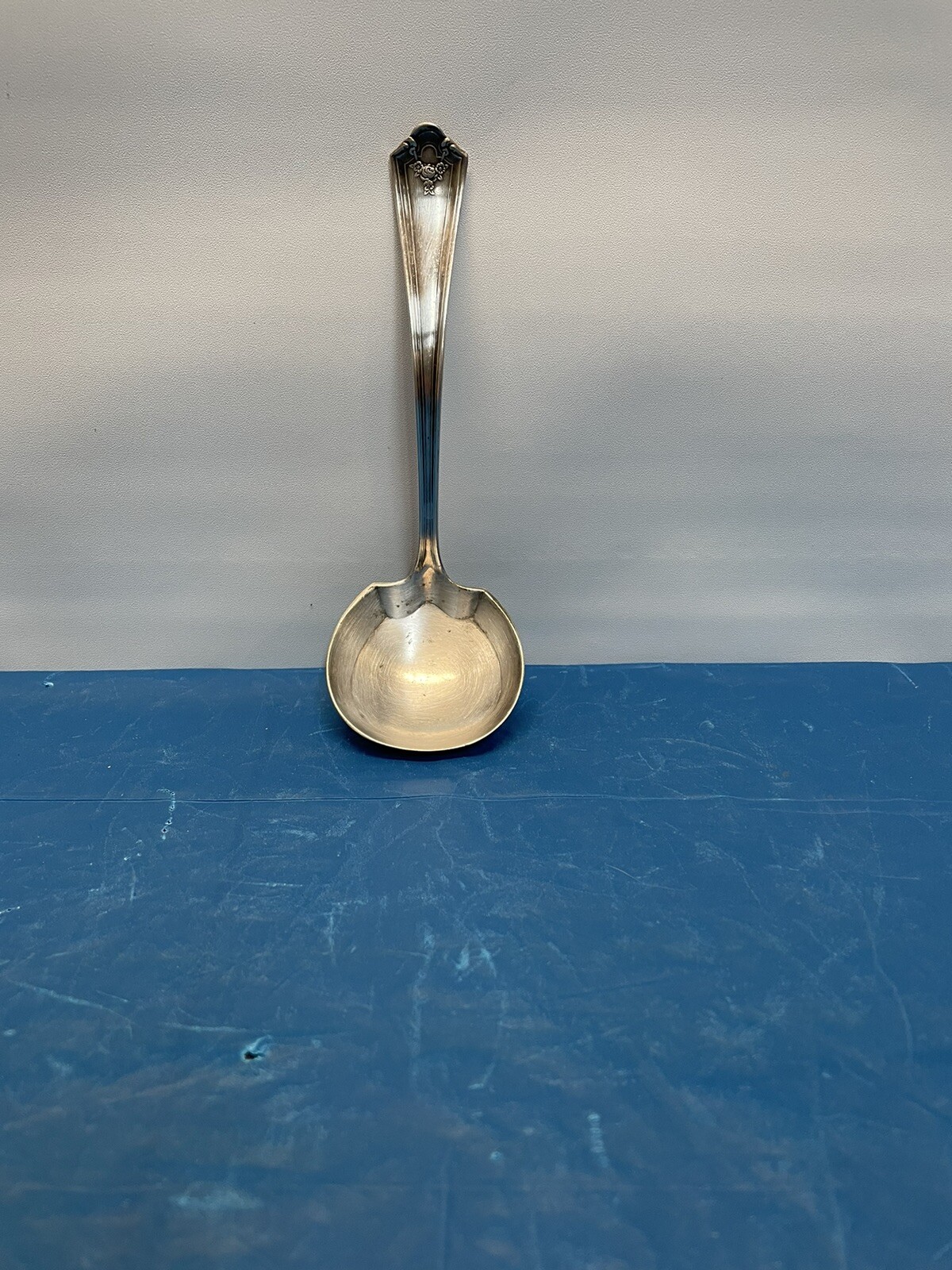 Am Rogers Pat 14 Silver Plate Gravy Ladle Spoon Rose In Print