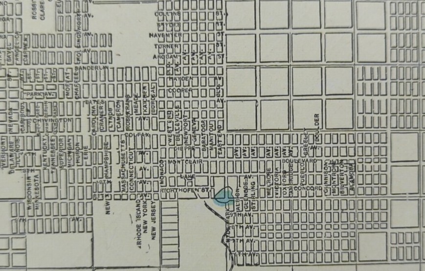 Vintage 1898 DENVER CO Map 14″x11″ Old Antique Original OVERLAND PARK GOLF CRSE