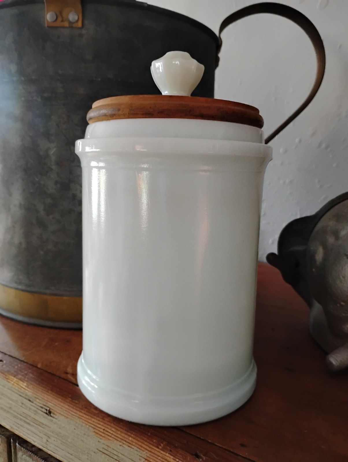 Very Rare Gorgeous Antique Whitall Tatum Apothecary Jar ADEPS-Lanolin/Lard Glass