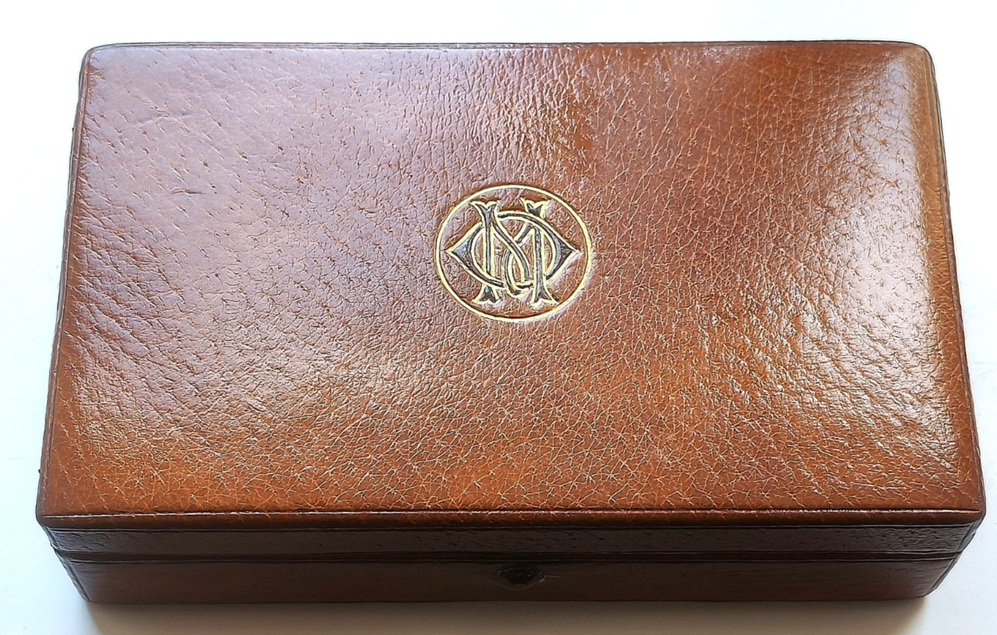 ANTIQUE LEATHER JEWELLERY BOX (TRAVEL SIZE) DREW & SONS PICCADILLY LONDON c.1910
