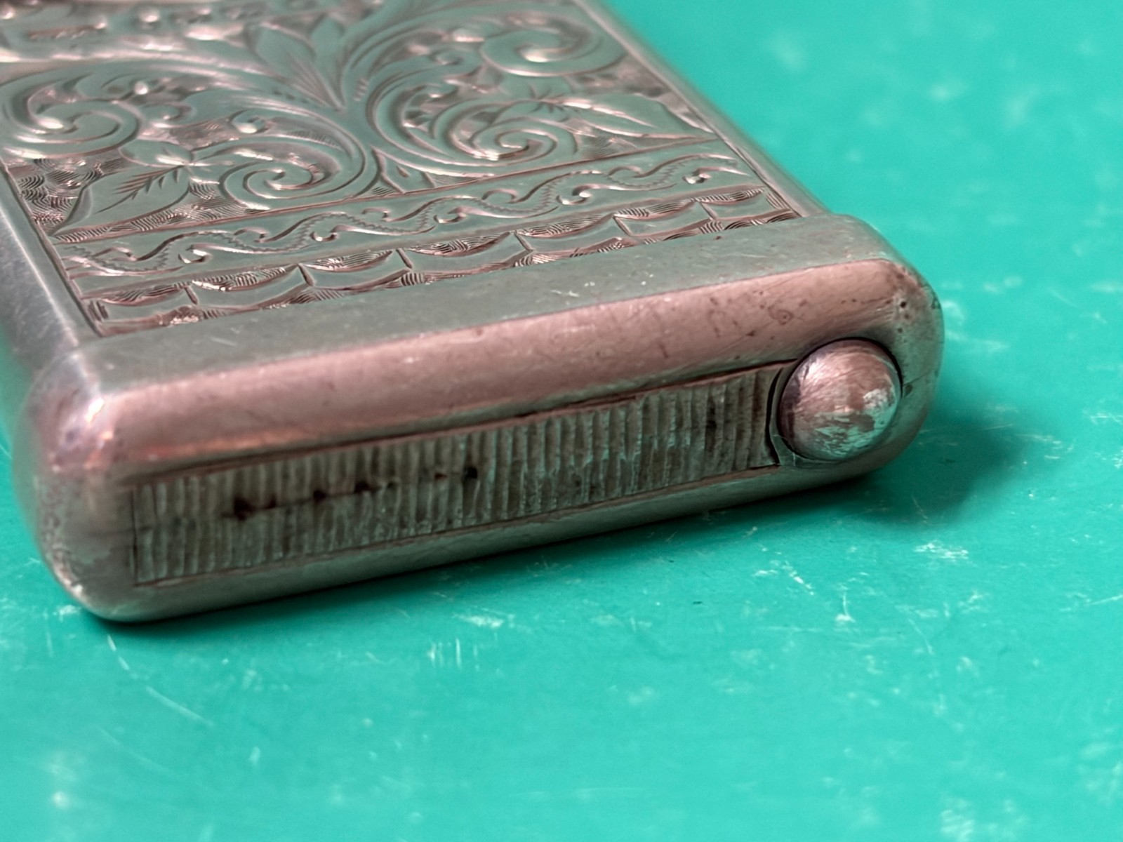 UNUSUAL STERLING SILVER PUSH BUTTON WHISTLE VESTA CASE BIRMINGHAM 1879 HASELER
