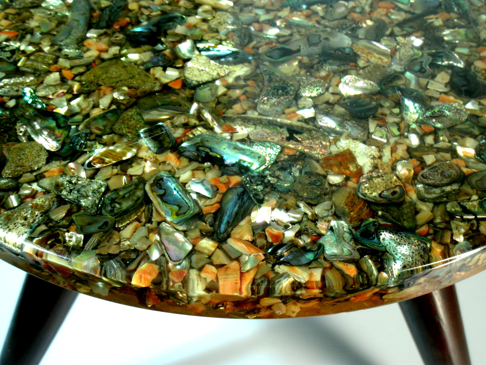 Vintage MCM Abalone Shell Resin Table