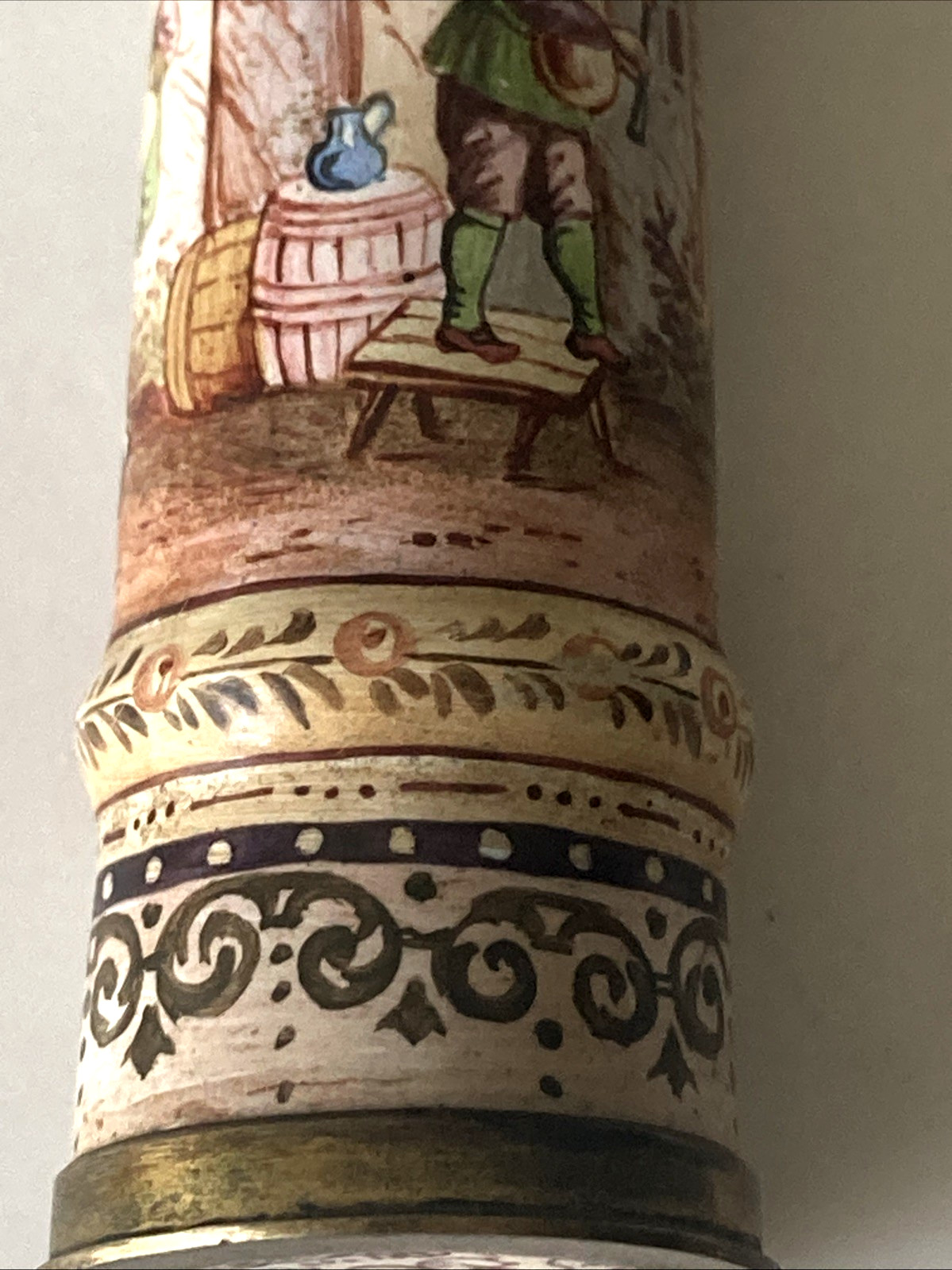 Antique Needle/Toothpick Case Hand Painted Porcelain Miniature Beer Stein RARE