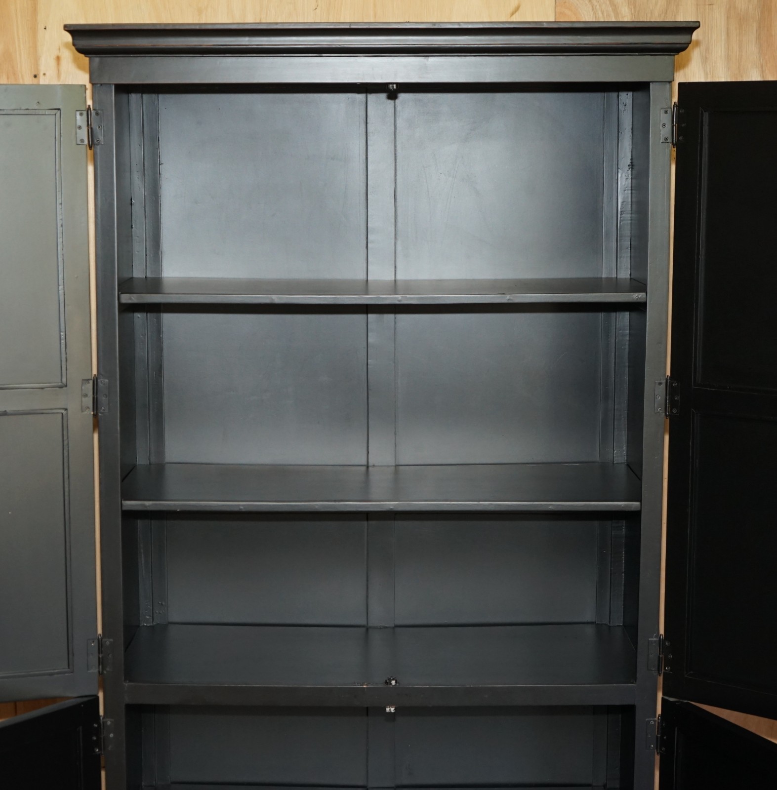 JULIAN CHICHESTER EBONISED WITH MIRRORED DOORS HOUSEKEEPERS STORAGE CUPBOARD