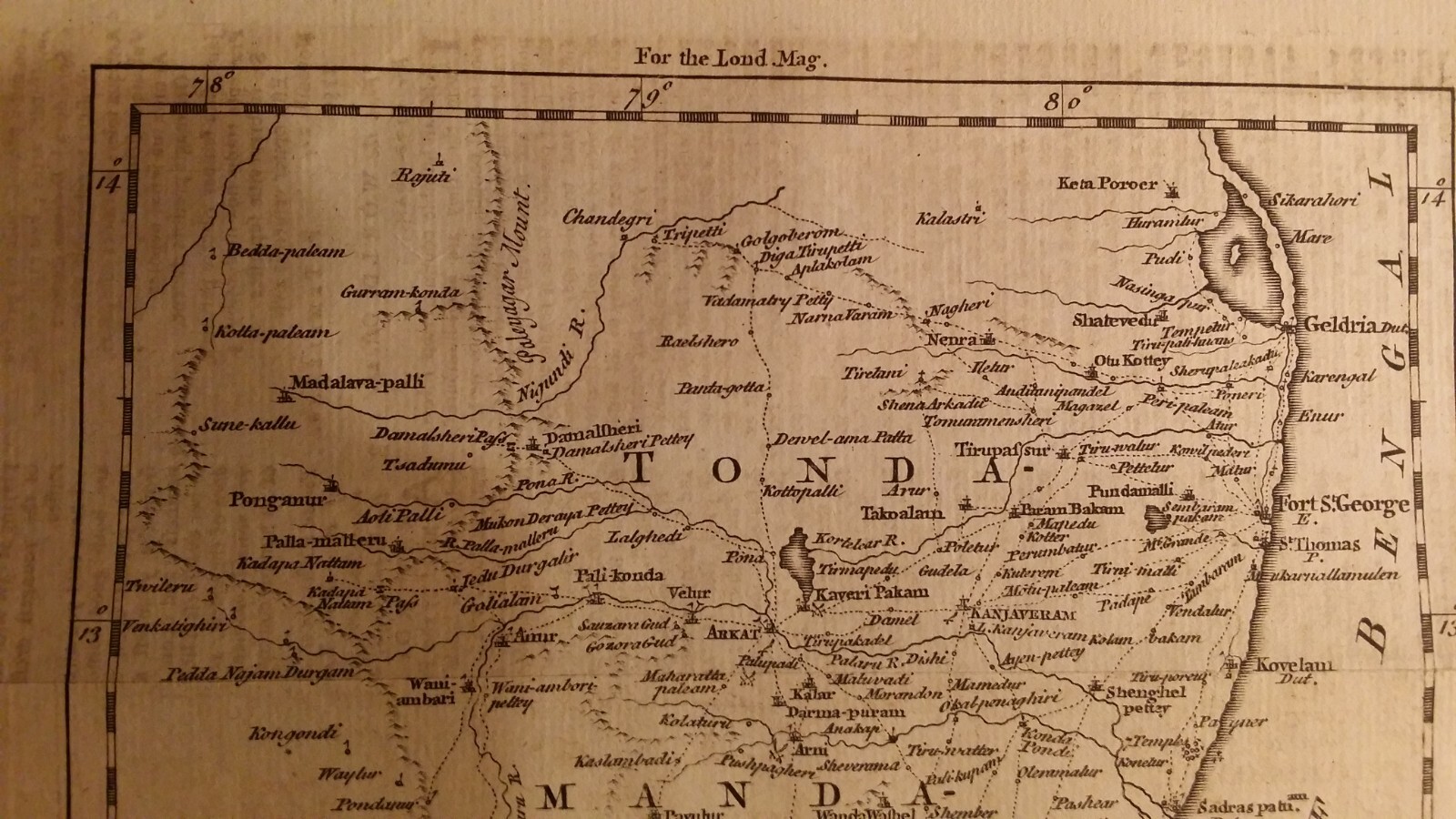 1754 ORIGINAL ANTIQUE COPPERPLATE MAP – COROMANDEL COAST INDIA – SEAT OF WAR