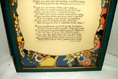 1920s Art Deco Poem Print IF For Girls Wilbur Nesbit Volland Joliet IL Teal