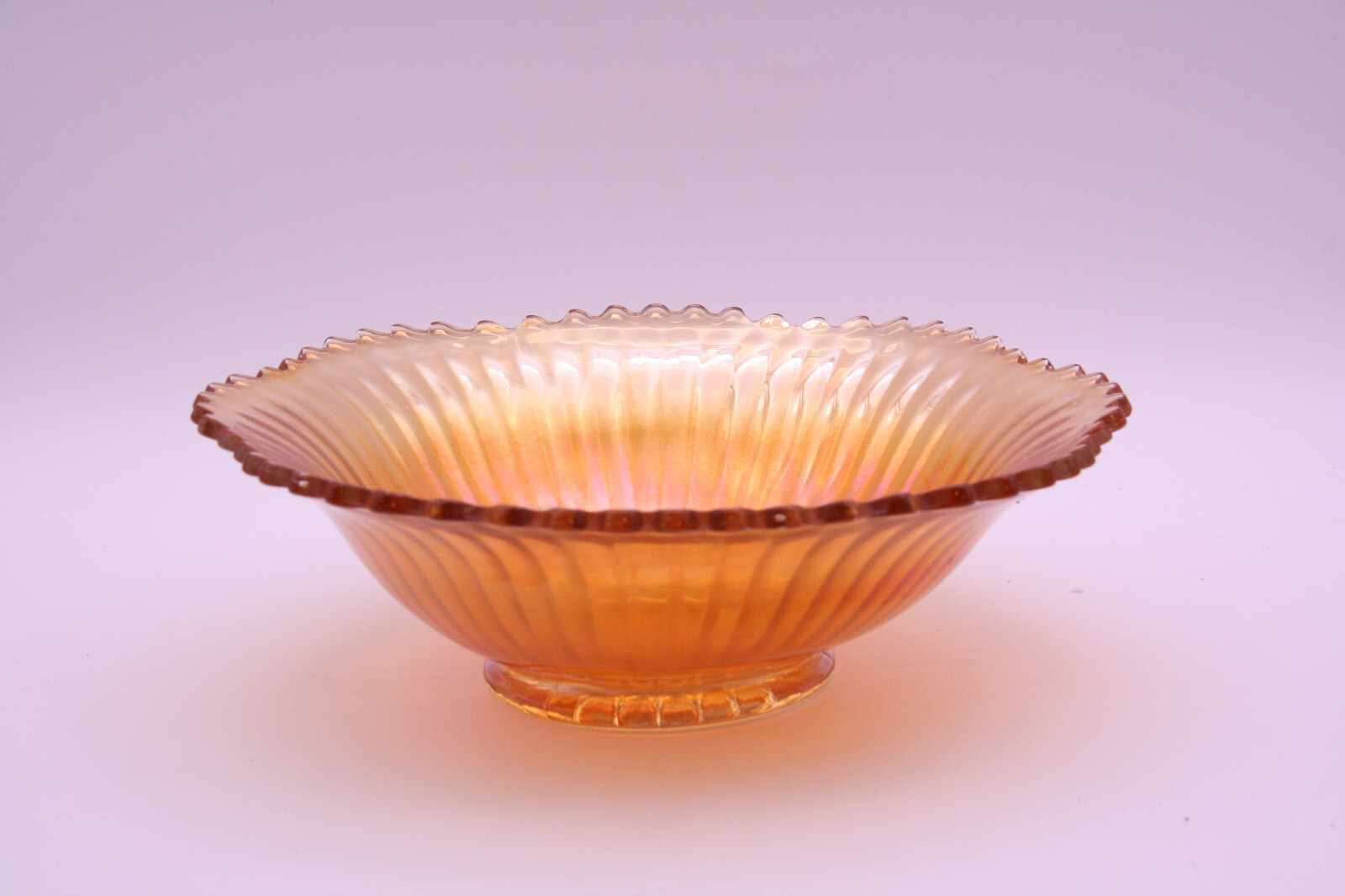 EAPG Carnival Glass Ruffled Bowl – Marigold “Smooth Rays” Imperial Glass Co.