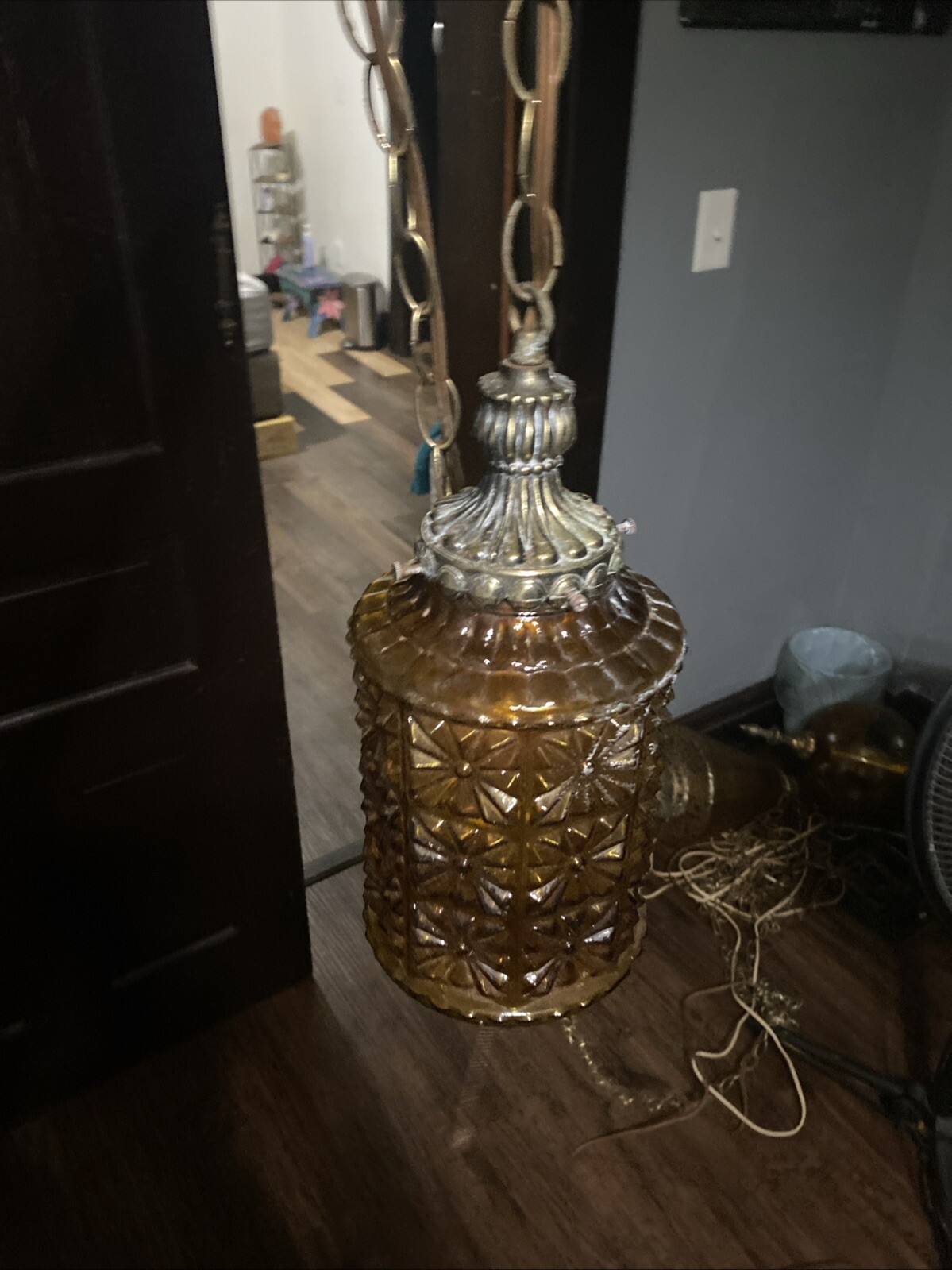 Vintage Light – Golden Amber Faceted Glass Cylinder