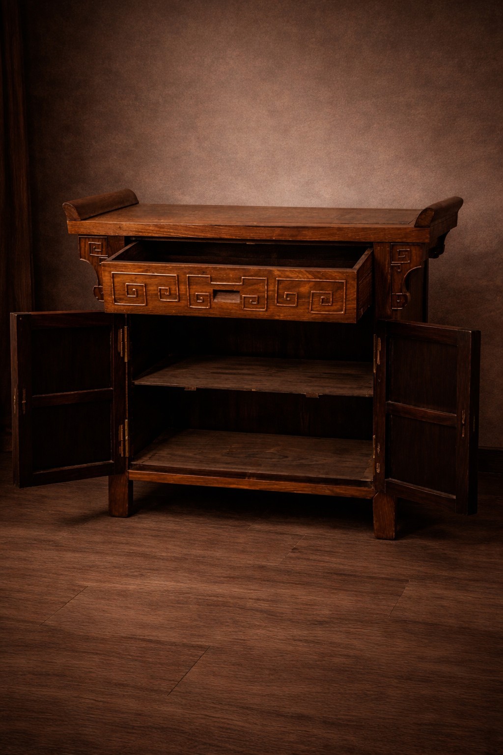Antique Chinese Ming Style Solid Wood Cabinet Sideboard 79cm Massive DELIVERY UK