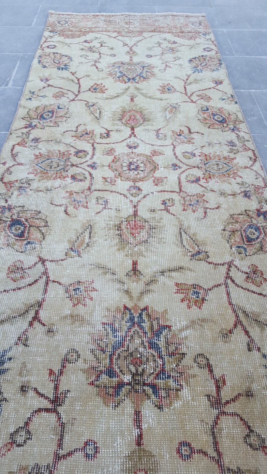 2.5×7 ft Vintage Turkish Runner Rug Wool Anatolian Handmade Hallway Oushak d