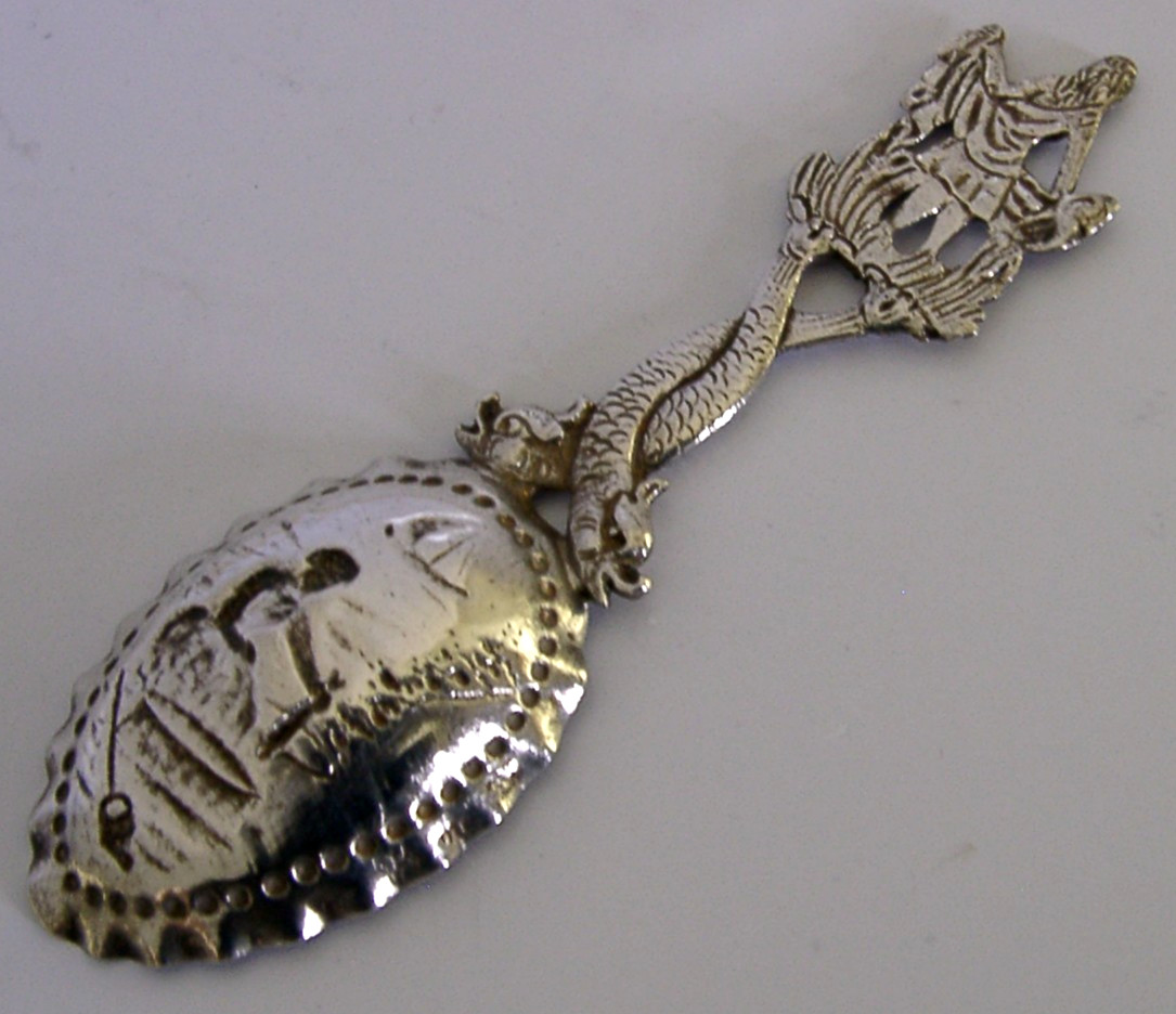 STERLING SILVER FISHMONGER CADDY SPOON CHESTER 1907 ANTIQUE
