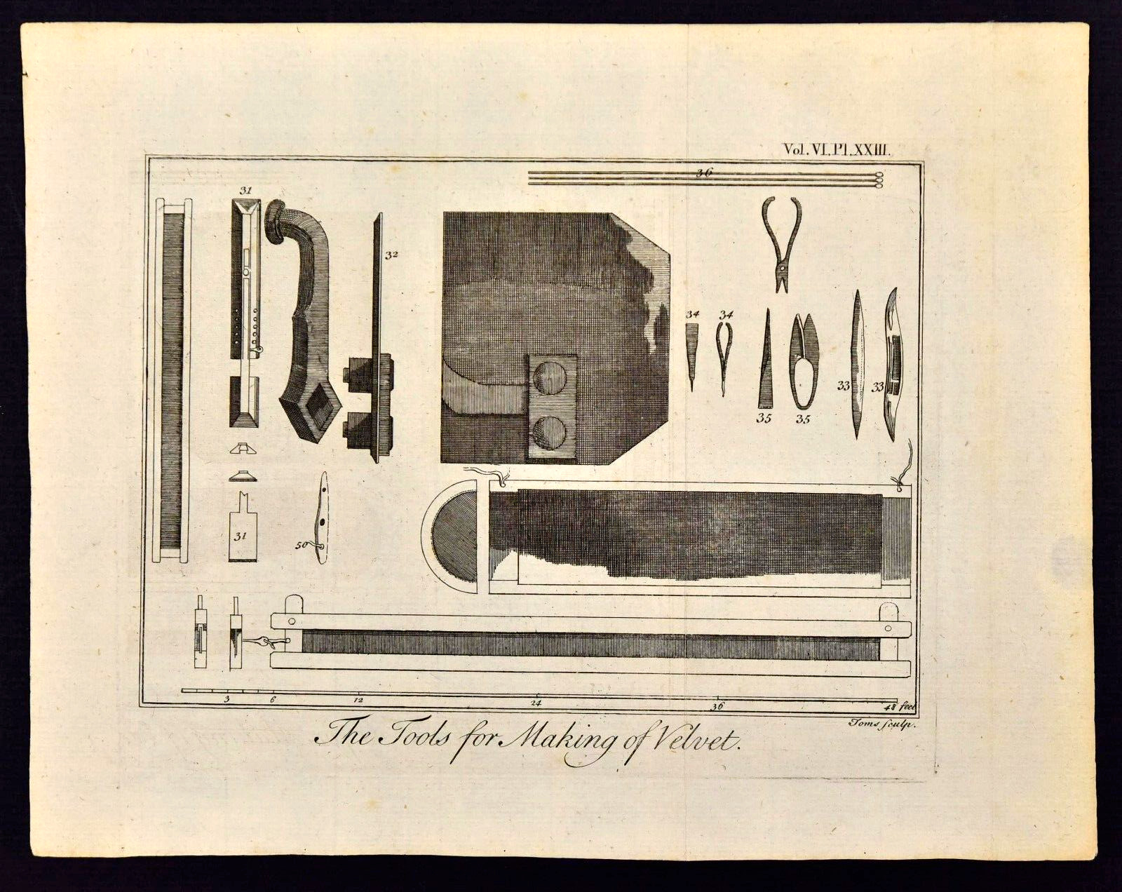 Textile Mill Manufacturing Wood Block Engraving Illustration Plate c.1748