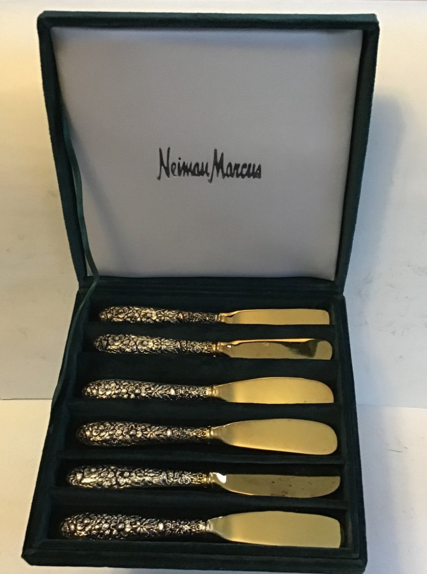 Vintage Neiman Marcus Godinger Silverplate Spreader Butter Cheese Knives