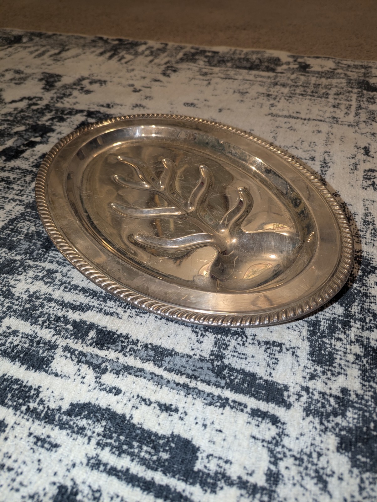 Vintage Silverplated Large Meat Platter With Elegant Feet.