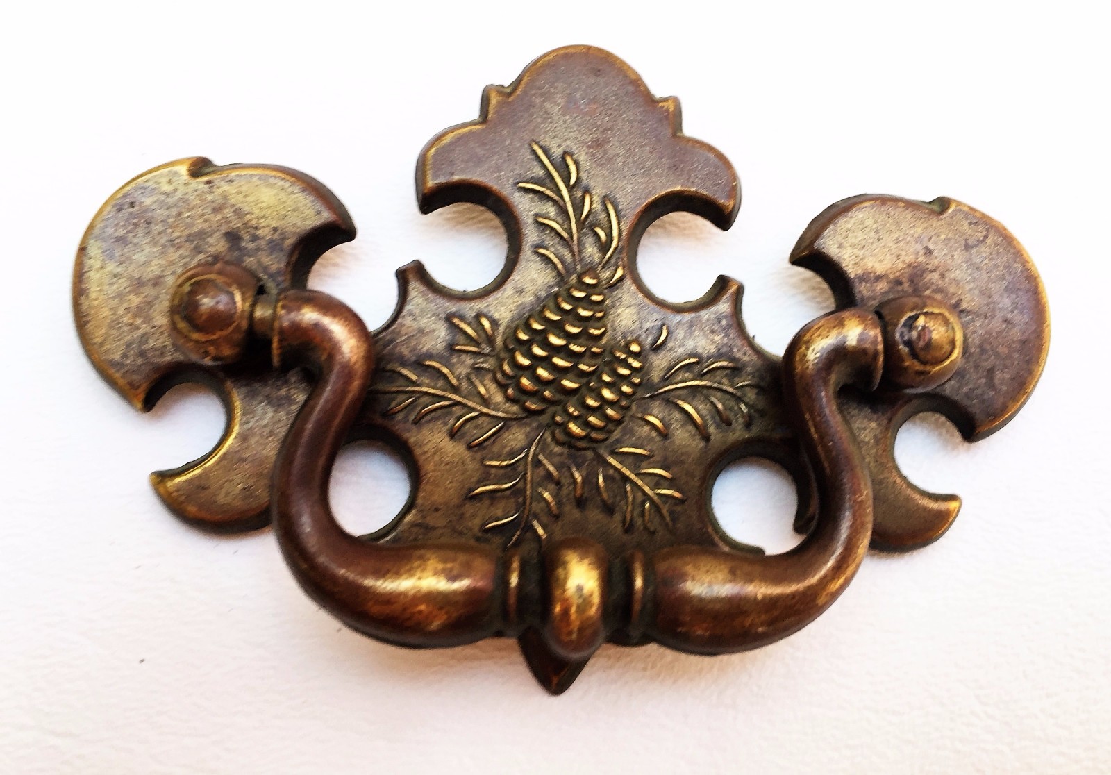 Brass Antique Hardware Colonial Chippendale Pine Cone Drawer Pull 2.5” Centers