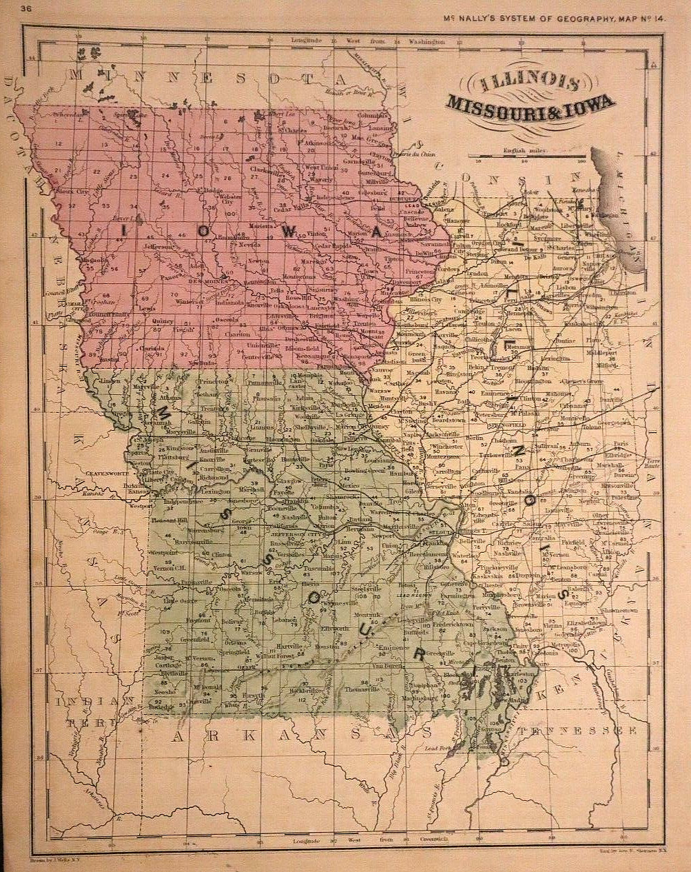 1859 Map ~ IOWA – MISSOURI – ILLINOIS ~ (9×12)-#13