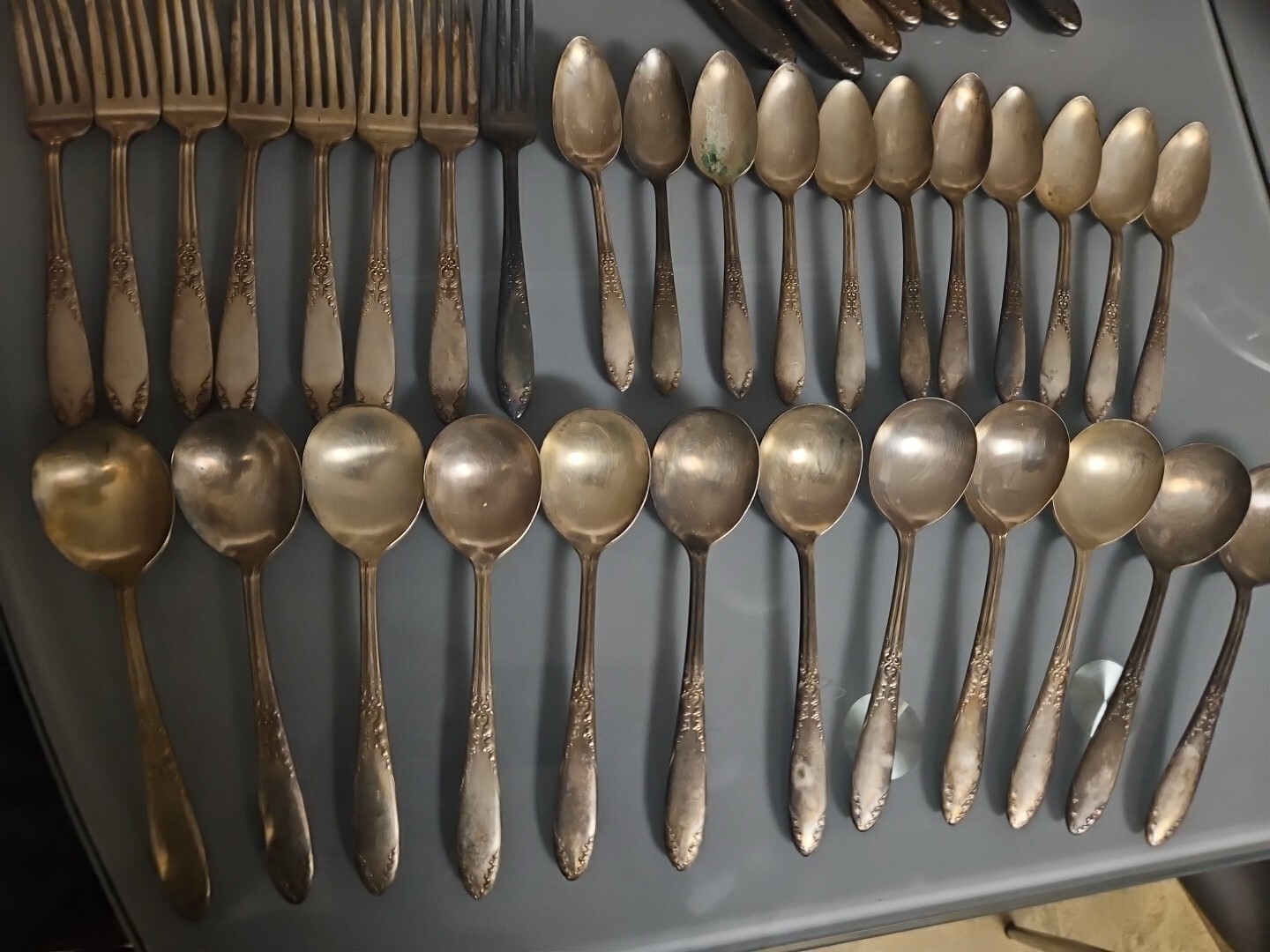 38 Pc King Edward Silver Plate Flatware Set National Silver Co. Vintage Antique