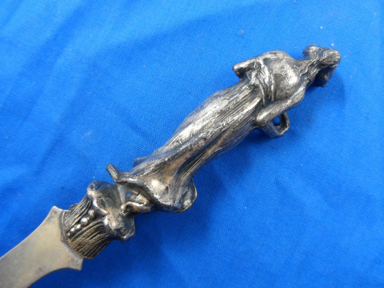 Antique Paper Knife Figural Italy ? 7-1/4″ Souvenir Silverplate Letter Opener